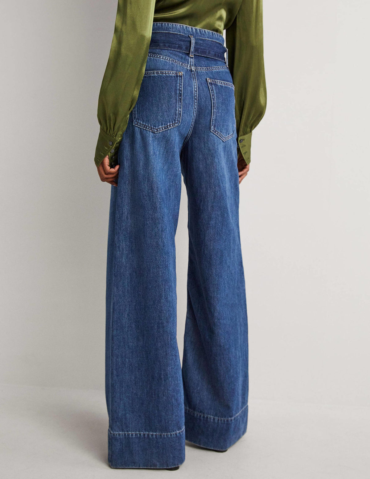 Belted Wide Leg Jeans-Mid Vintage - Image 3