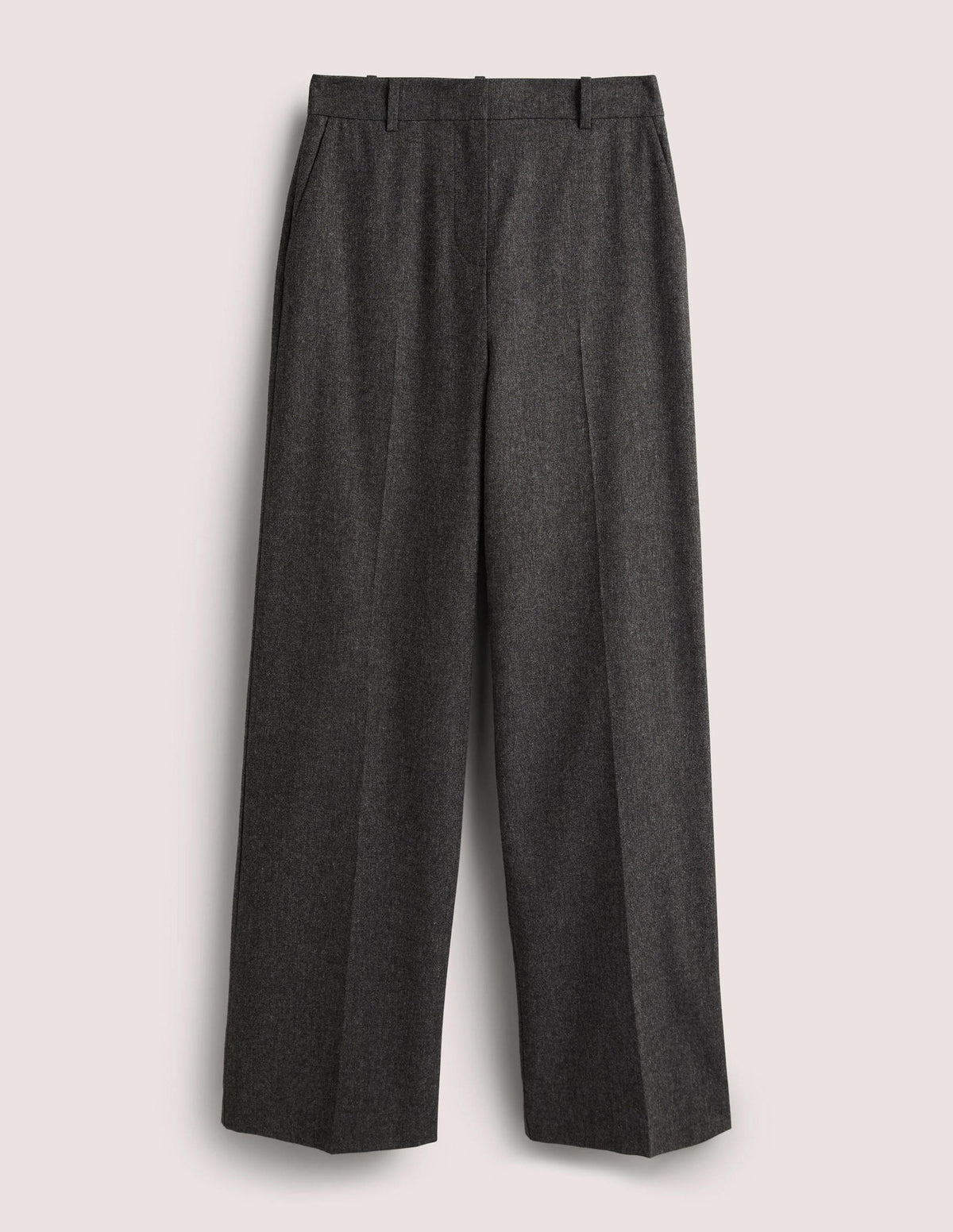 Wool Wide Leg Pants-Charcoal Marl - Image 6