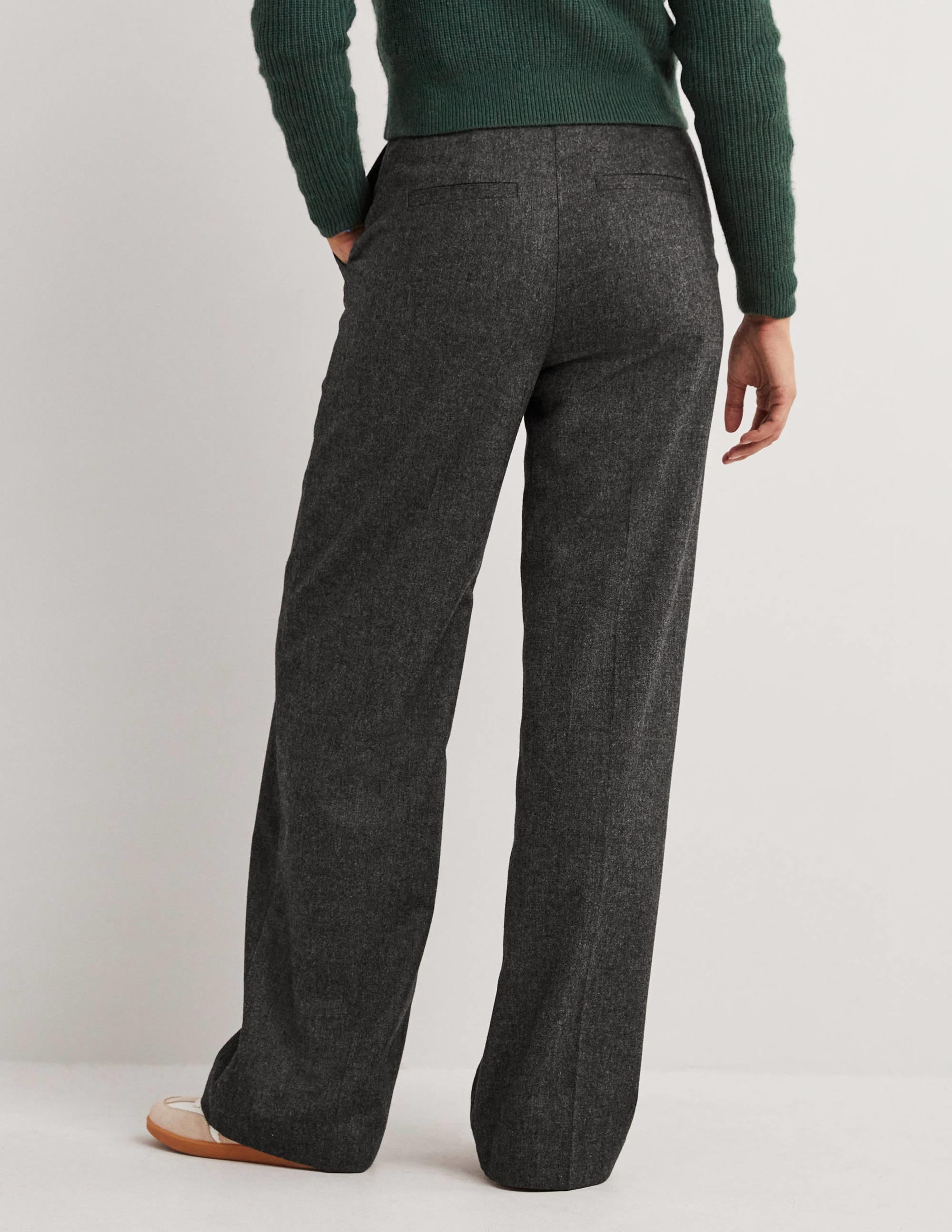 Wool Wide Leg Pants-Charcoal Marl - Image 3