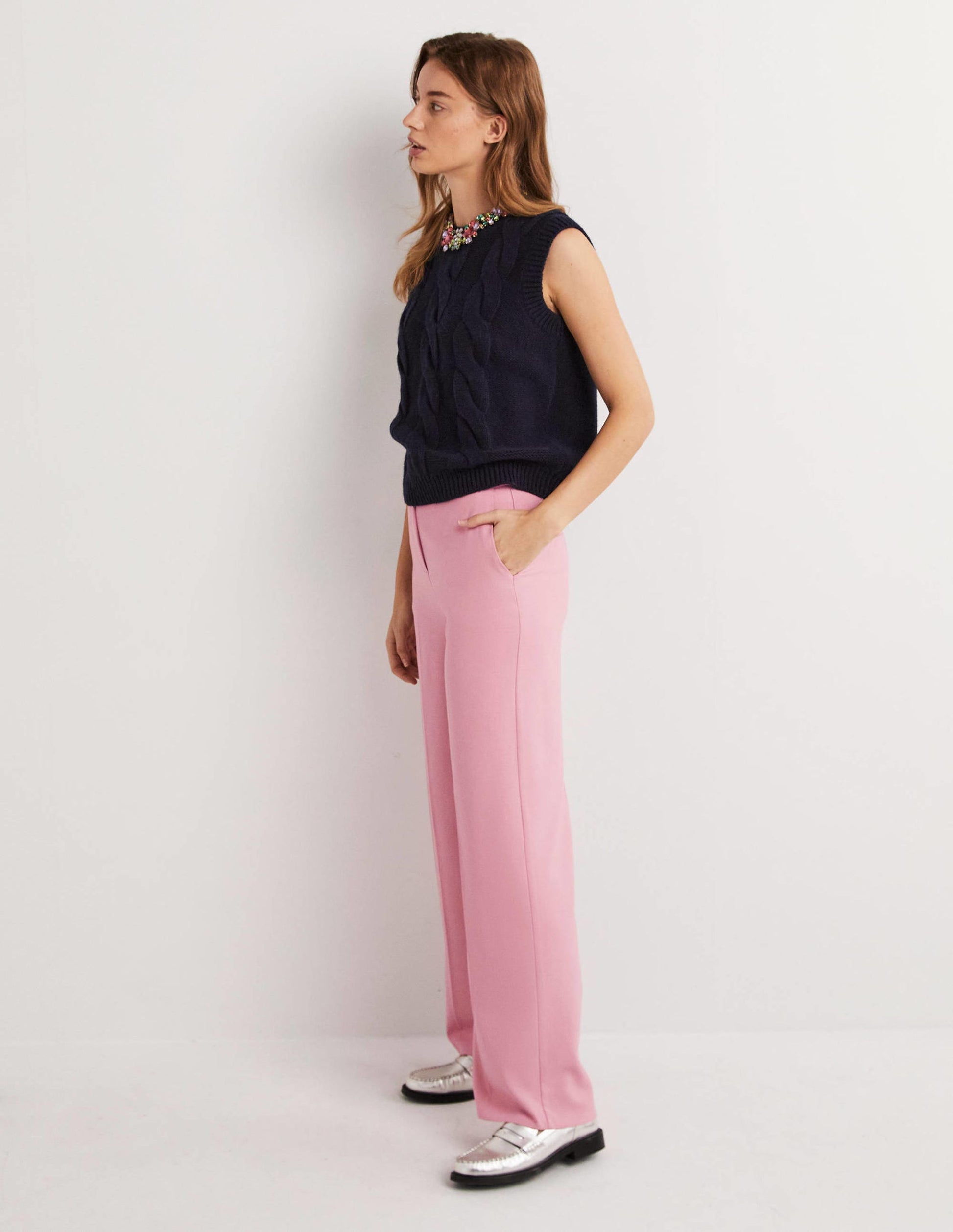 Wool Wide Leg Pants-Cherry Blossom-5