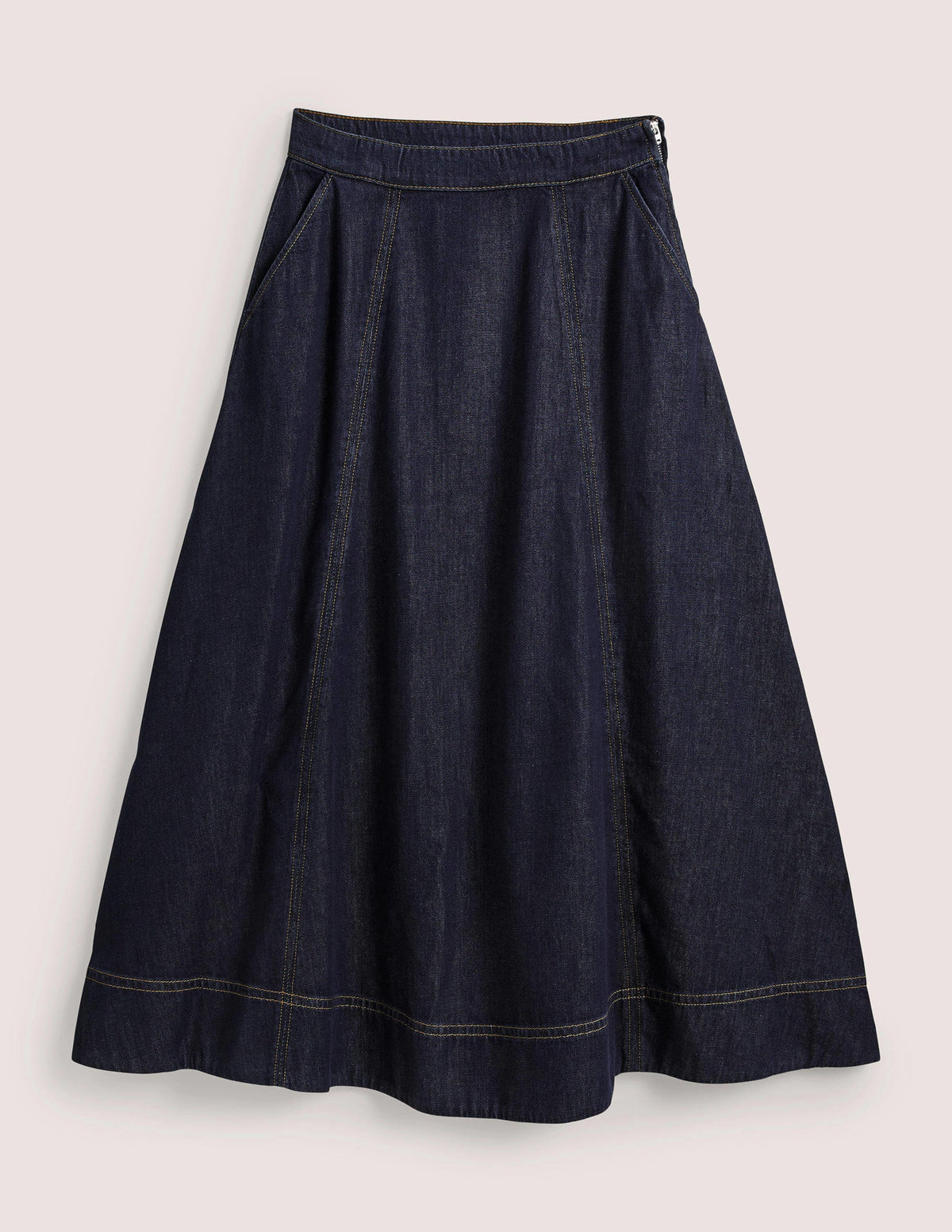 Panelled Denim Midi Skirt-Indigo - Image 5