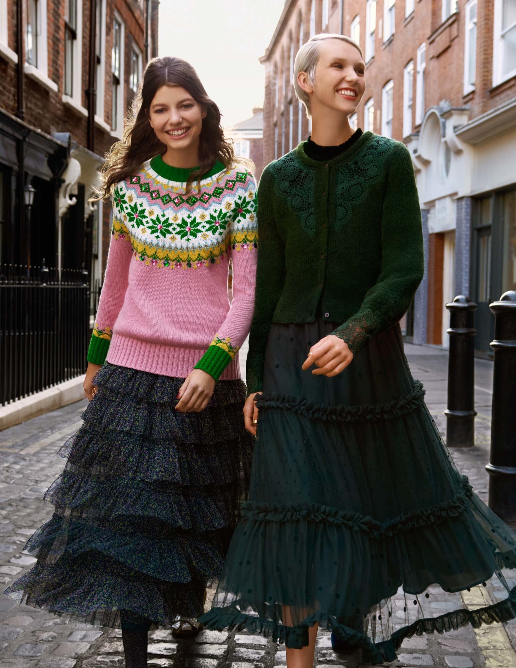 Green Ditsy Floral Tulle Midi Skirt-Seaweed, Wild Vine - Image 5