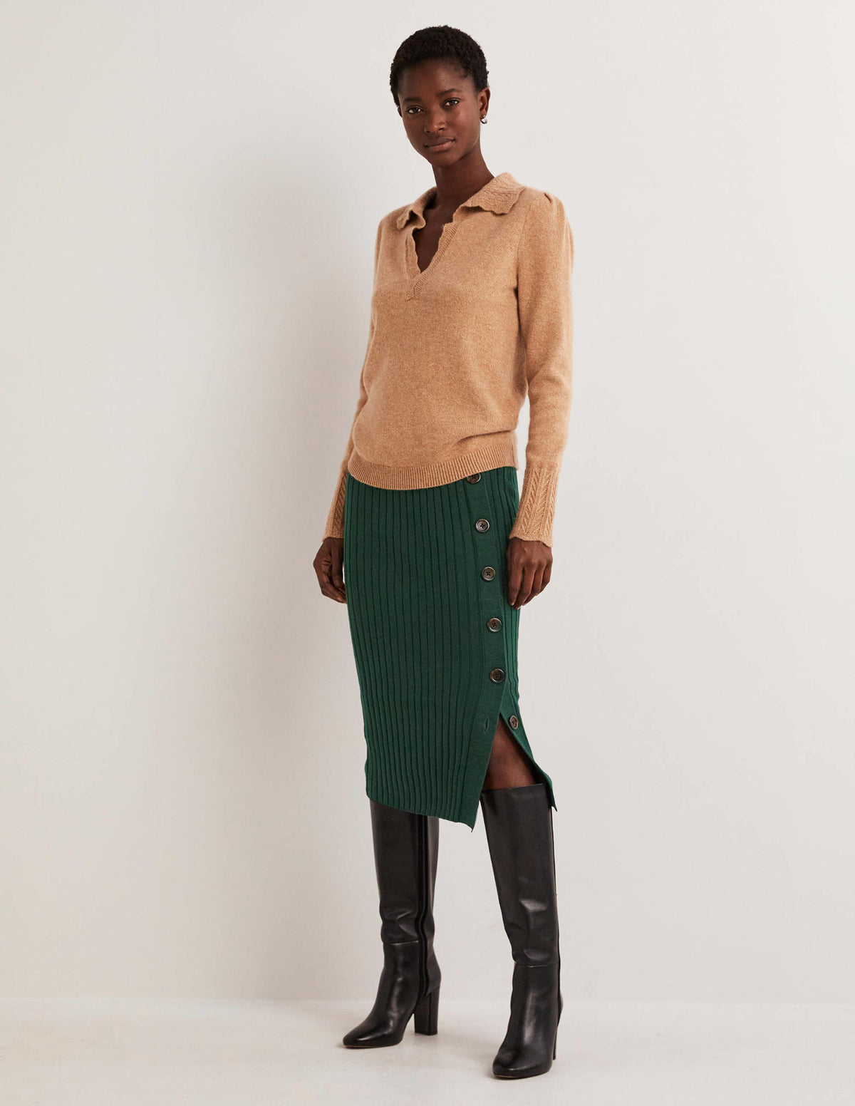Knitted Column Skirt-Cavolo Nero - Image 1