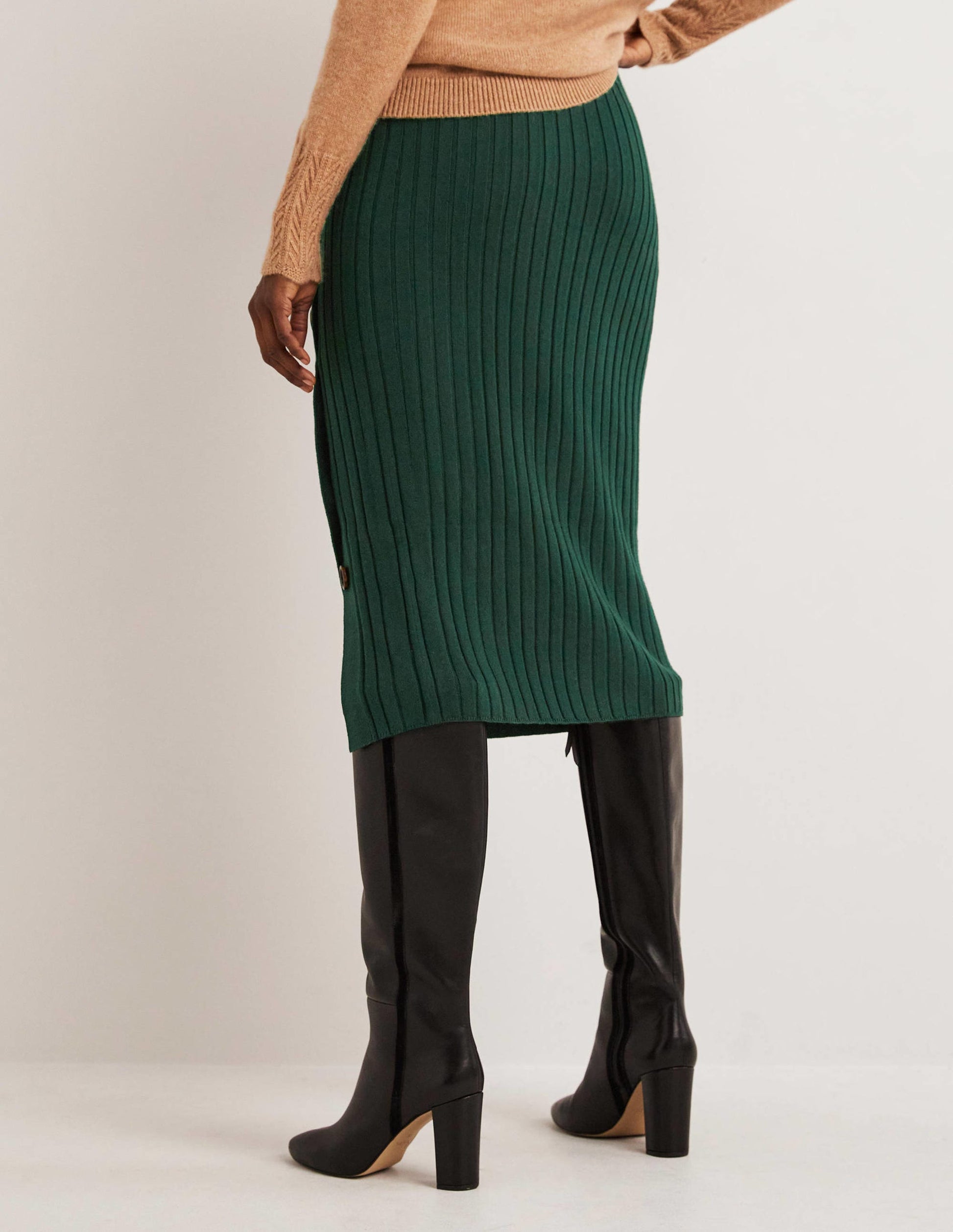 Knitted Column Skirt-Cavolo Nero-3