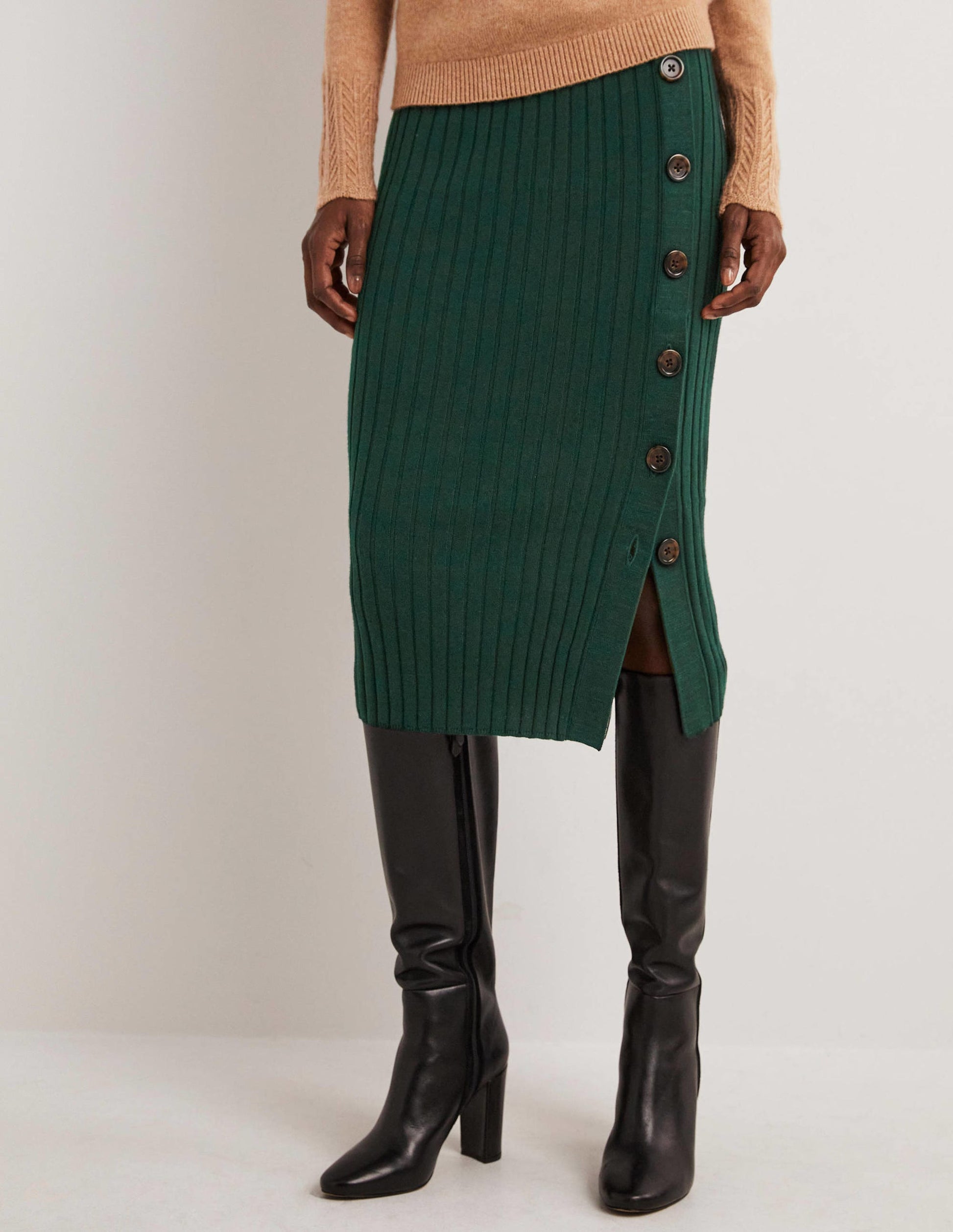 Knitted Column Skirt-Cavolo Nero-4