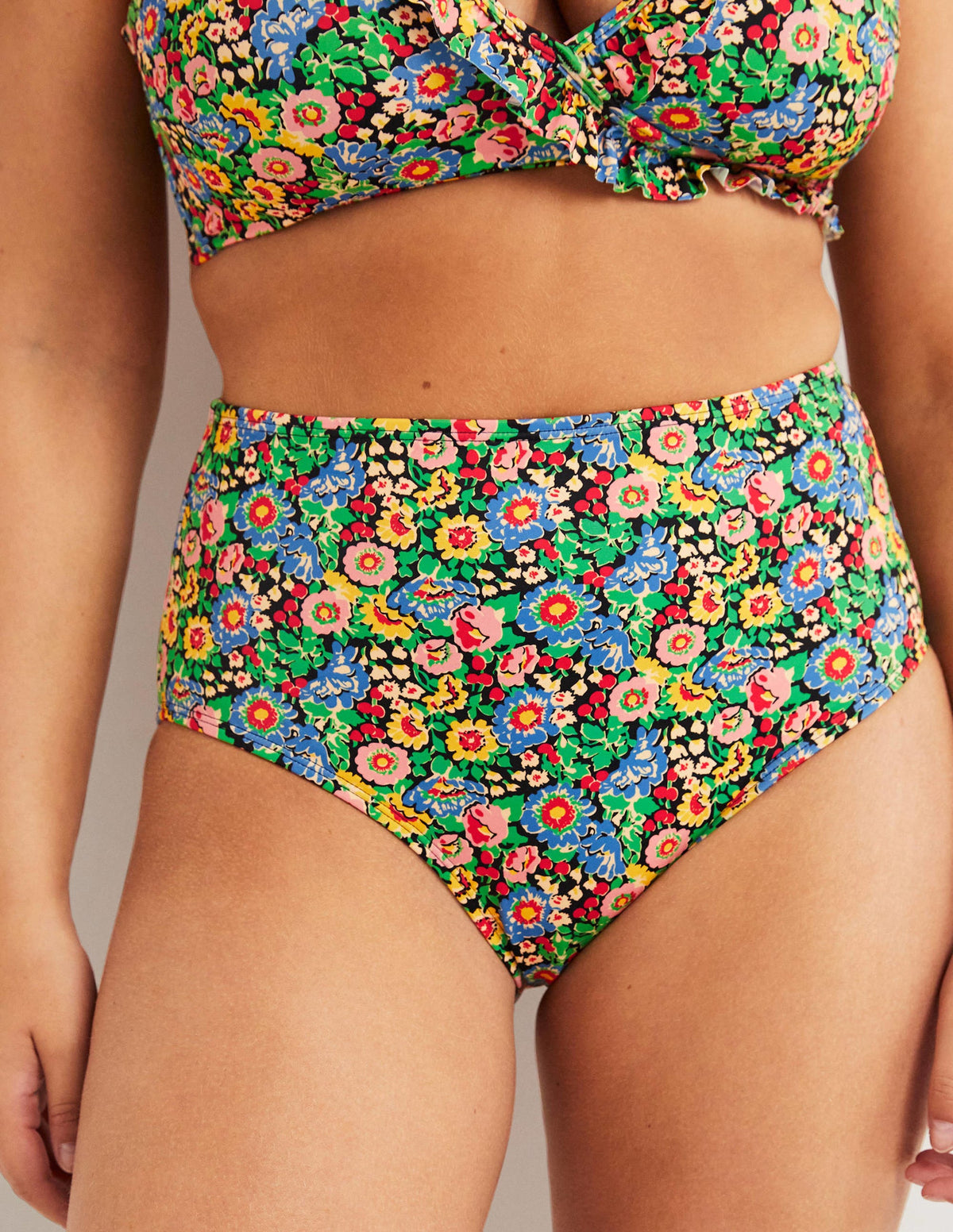 High Waisted Bikini Bottoms-Multi, Flora Illusion - Image 3