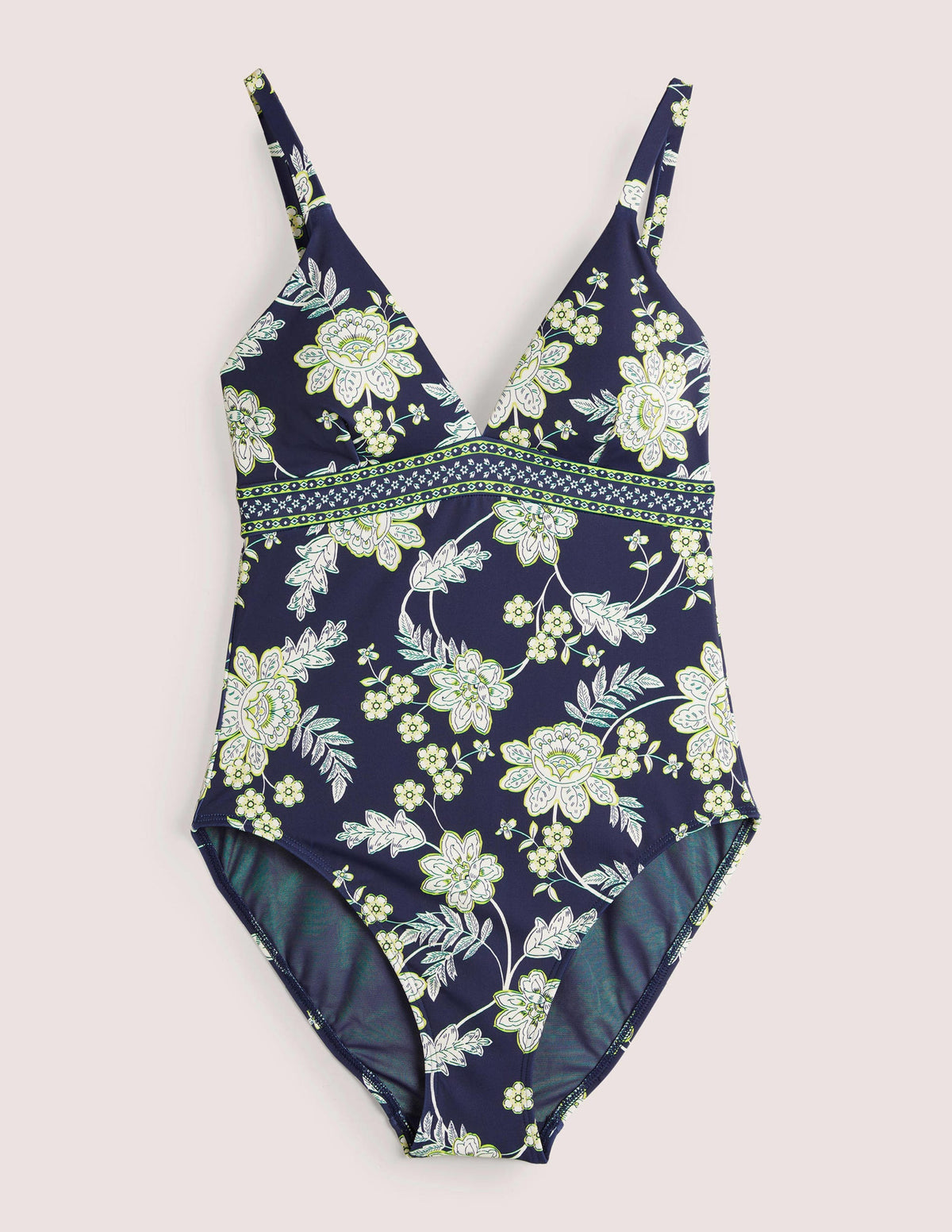Arezzo V-neck Panel Swimsuit-Navy, Chintz Bloom - Image 5