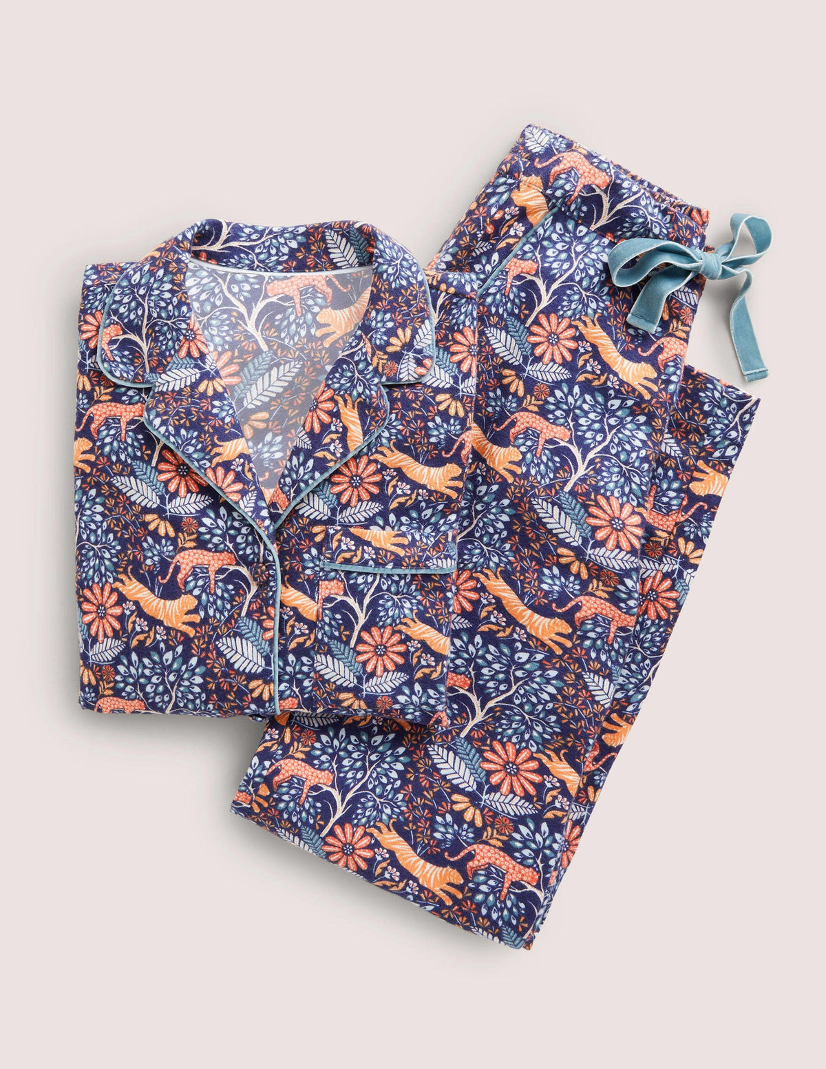 Blue Safari Bloom Cozy Pajama Set-Dusty Orange, Safari Bloom-6