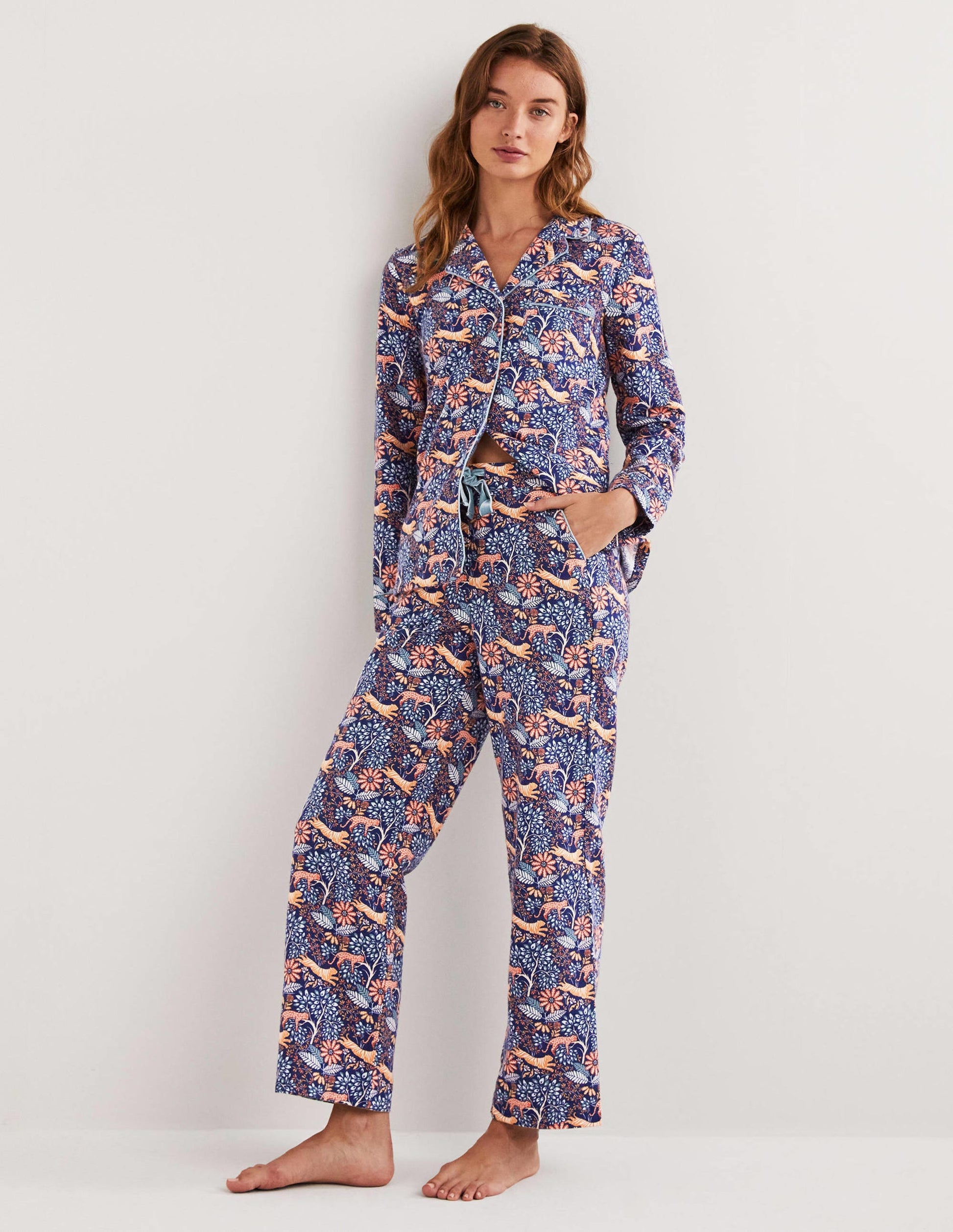 Blue Safari Bloom Cozy Pajama Set-Dusty Orange, Safari Bloom-2