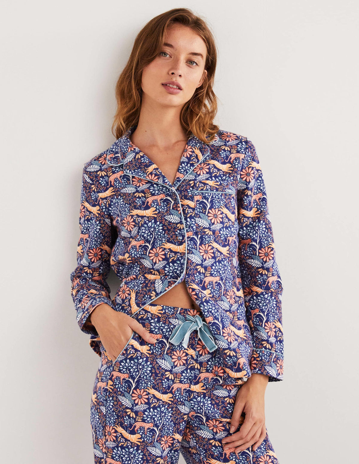 Blue Safari Bloom Cozy Pajama Set-Dusty Orange, Safari Bloom-5