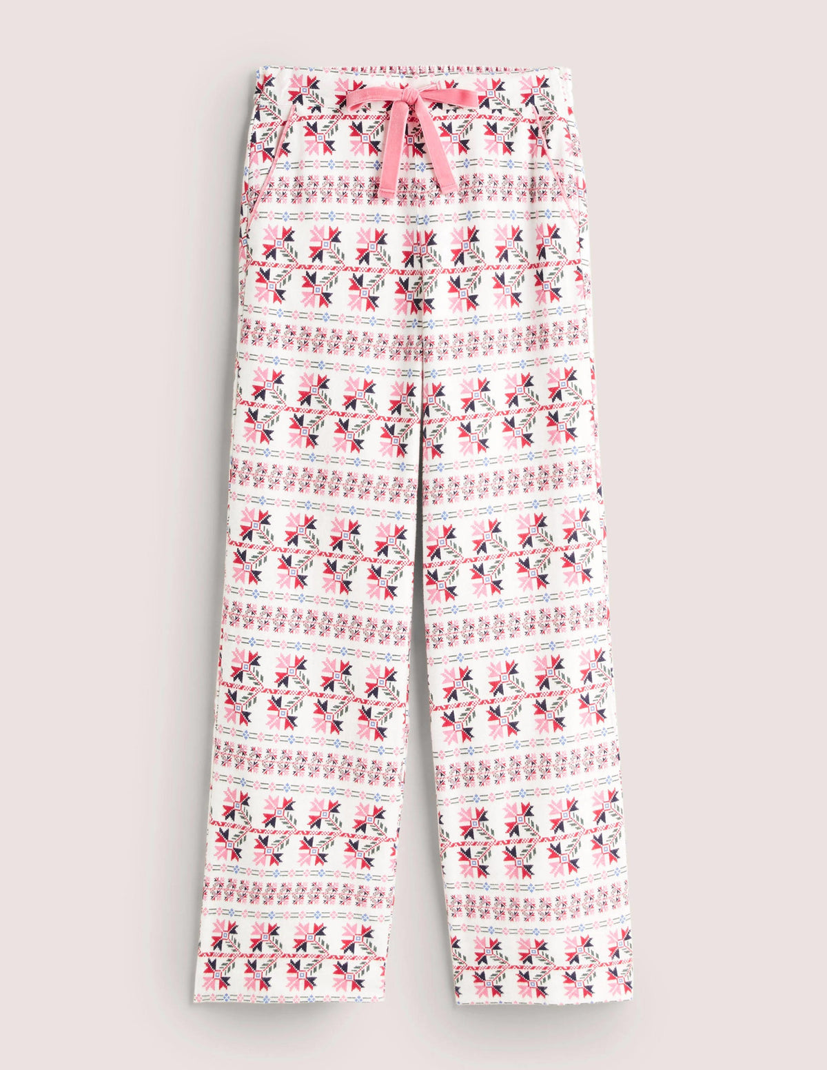 White Aztec Print Pajama Bottoms-Ivory, Aztec Bloom-5