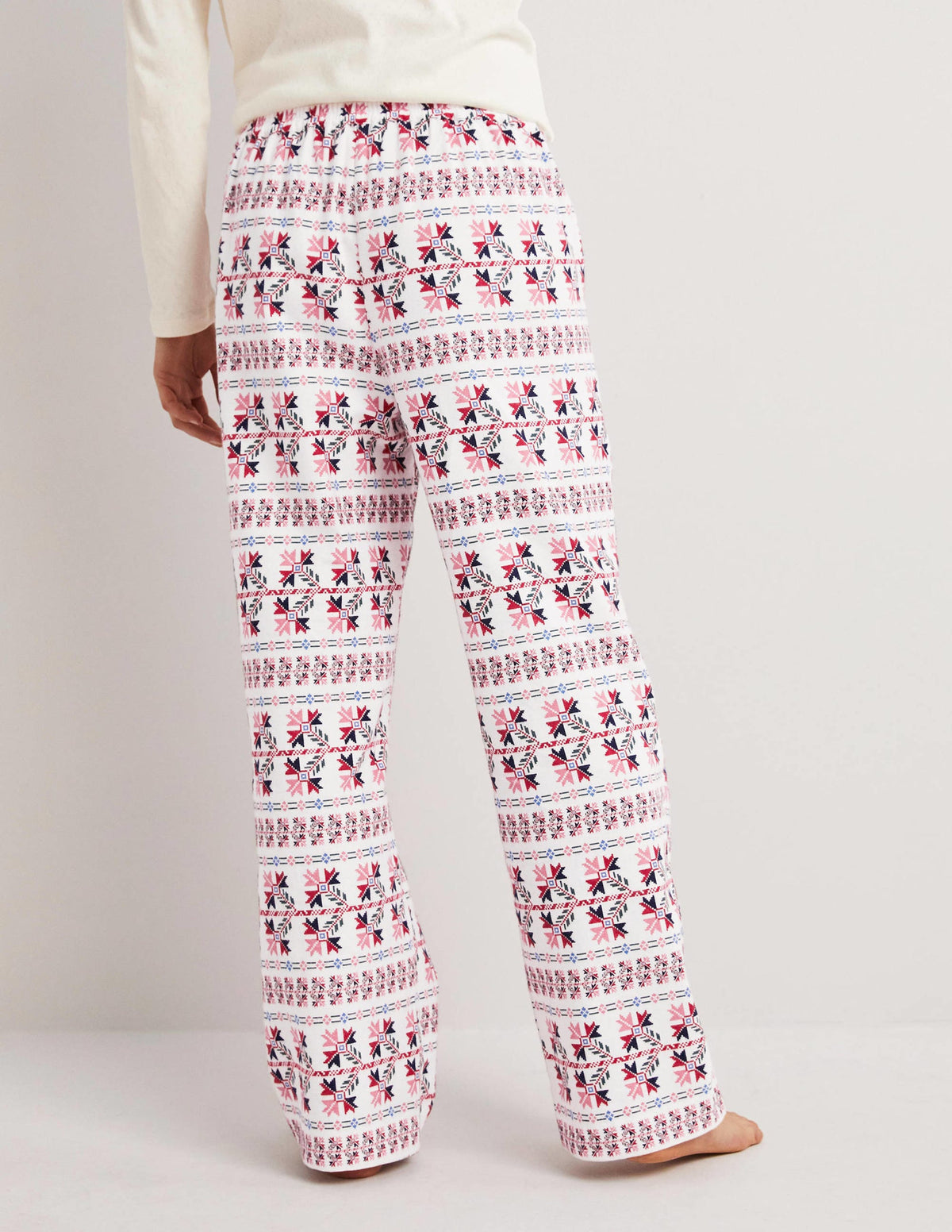 White Aztec Print Pajama Bottoms-Ivory, Aztec Bloom-3