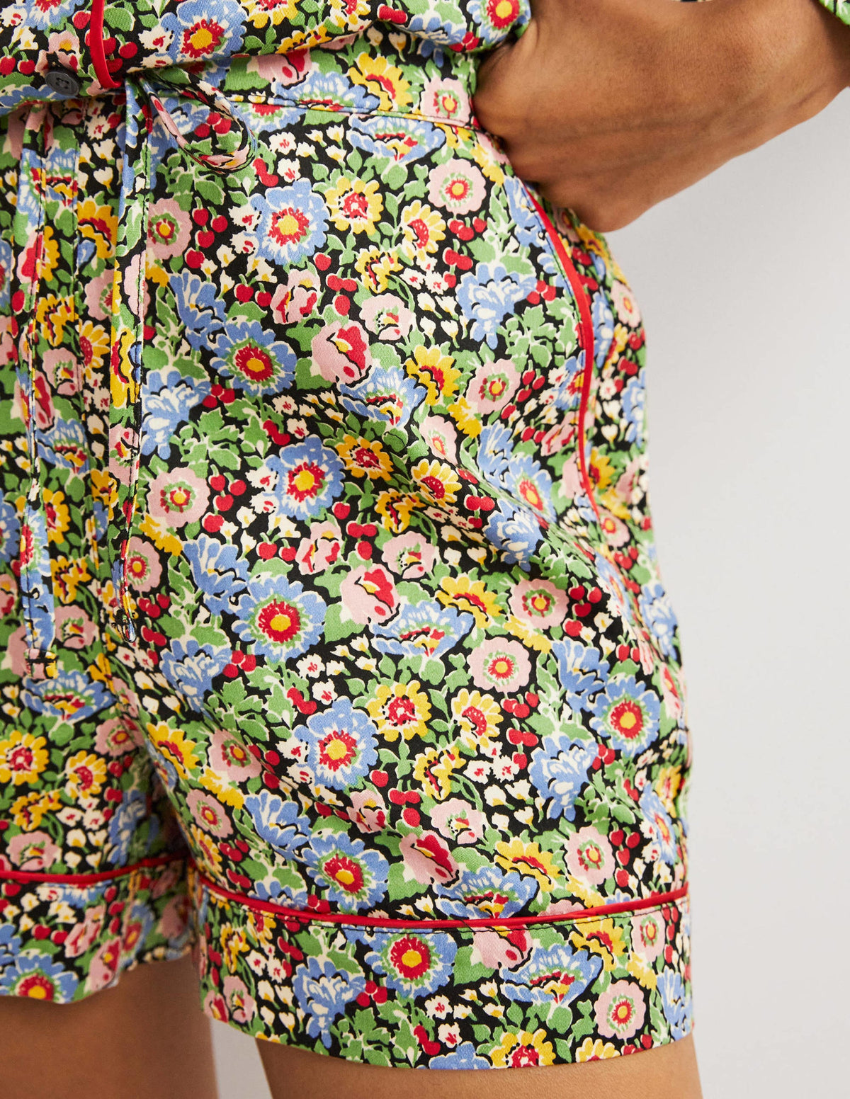 Cotton Pajama Shorts-Multi, Flora Illusion - Image 2