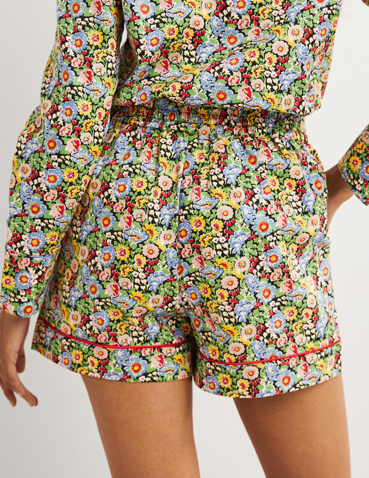 Cotton Pajama Shorts-Multi, Flora Illusion - Image 3