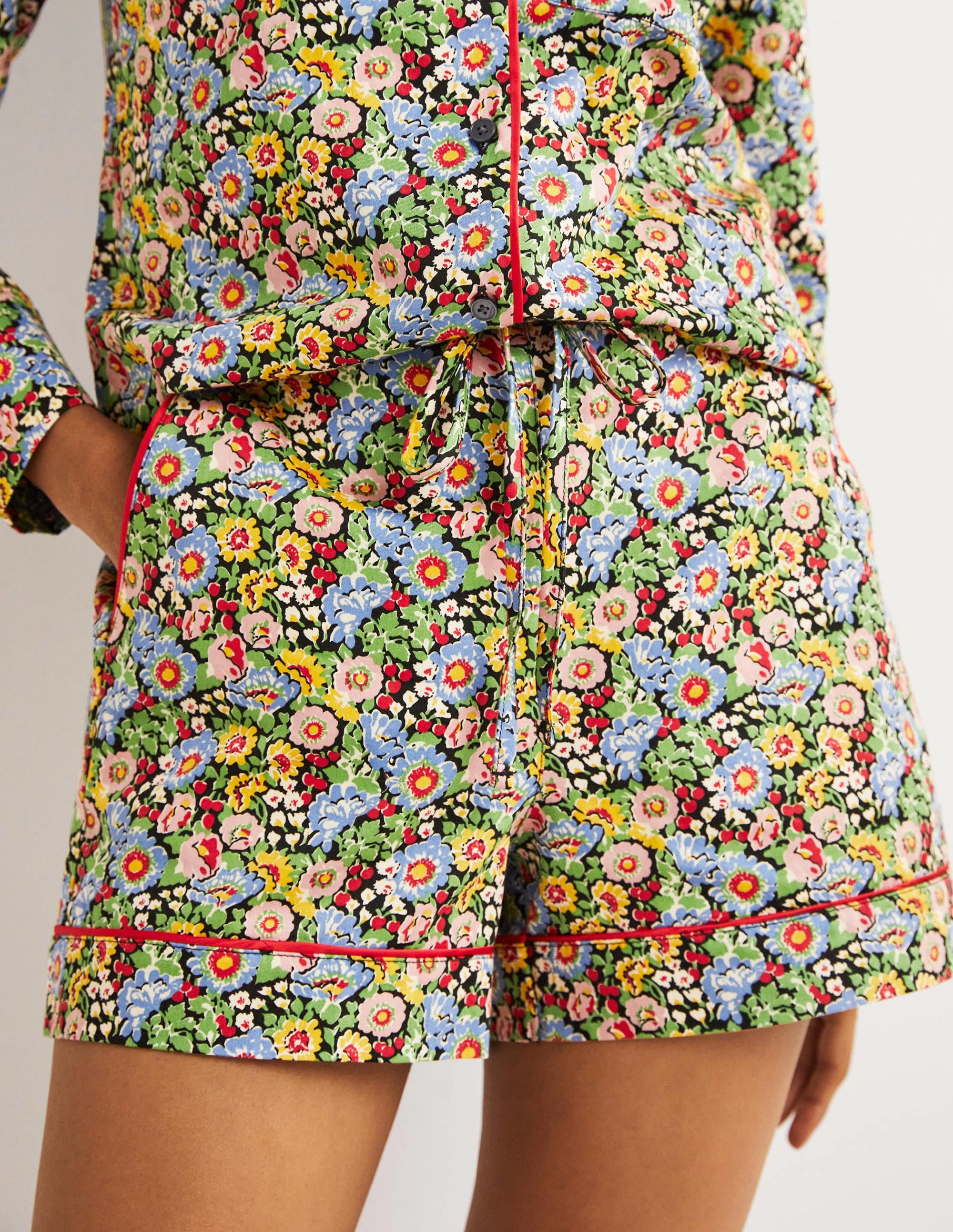 Cotton Pajama Shorts-Multi, Flora Illusion - Image 4