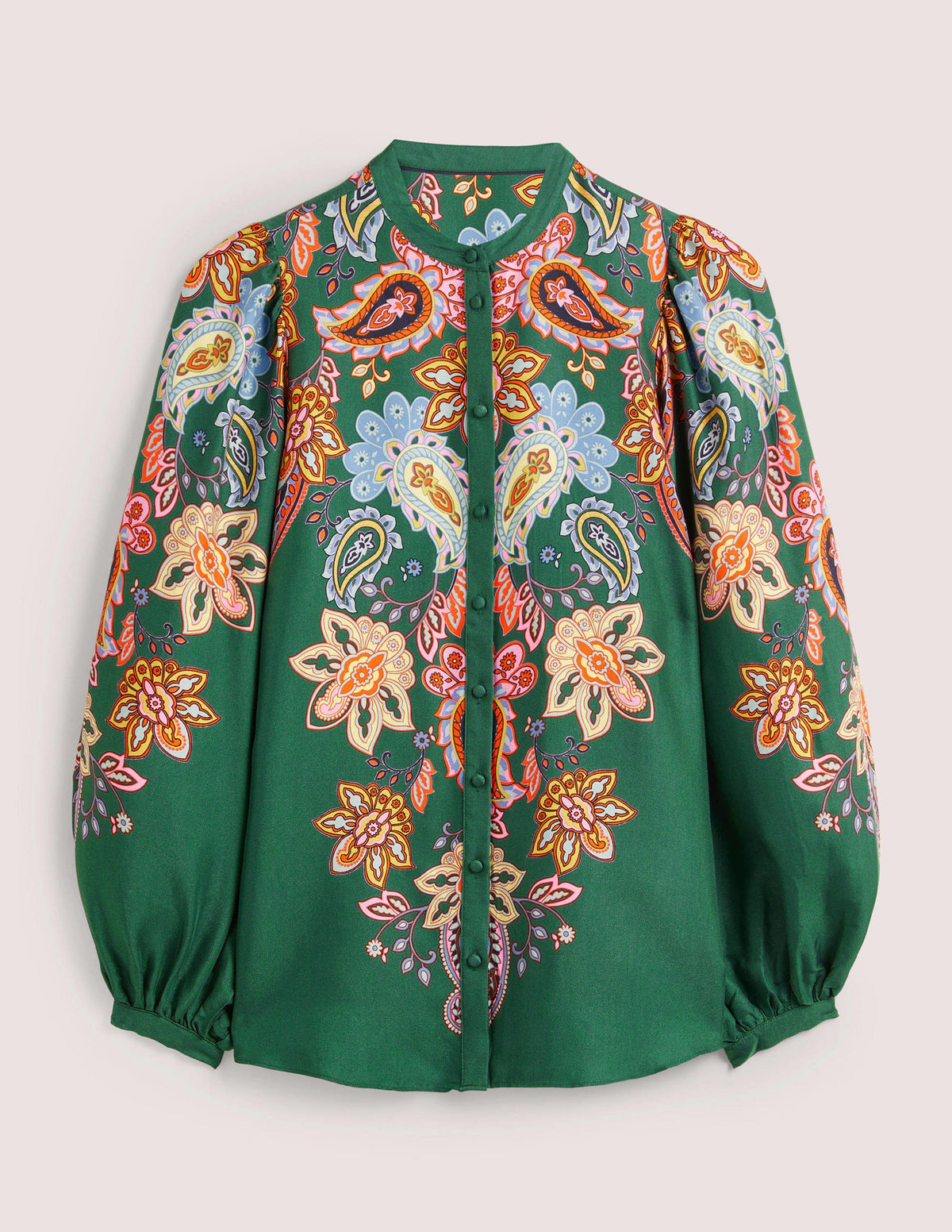 Blouson Sleeve Blouse-Trekking Green, Paisley Charm - Image 5