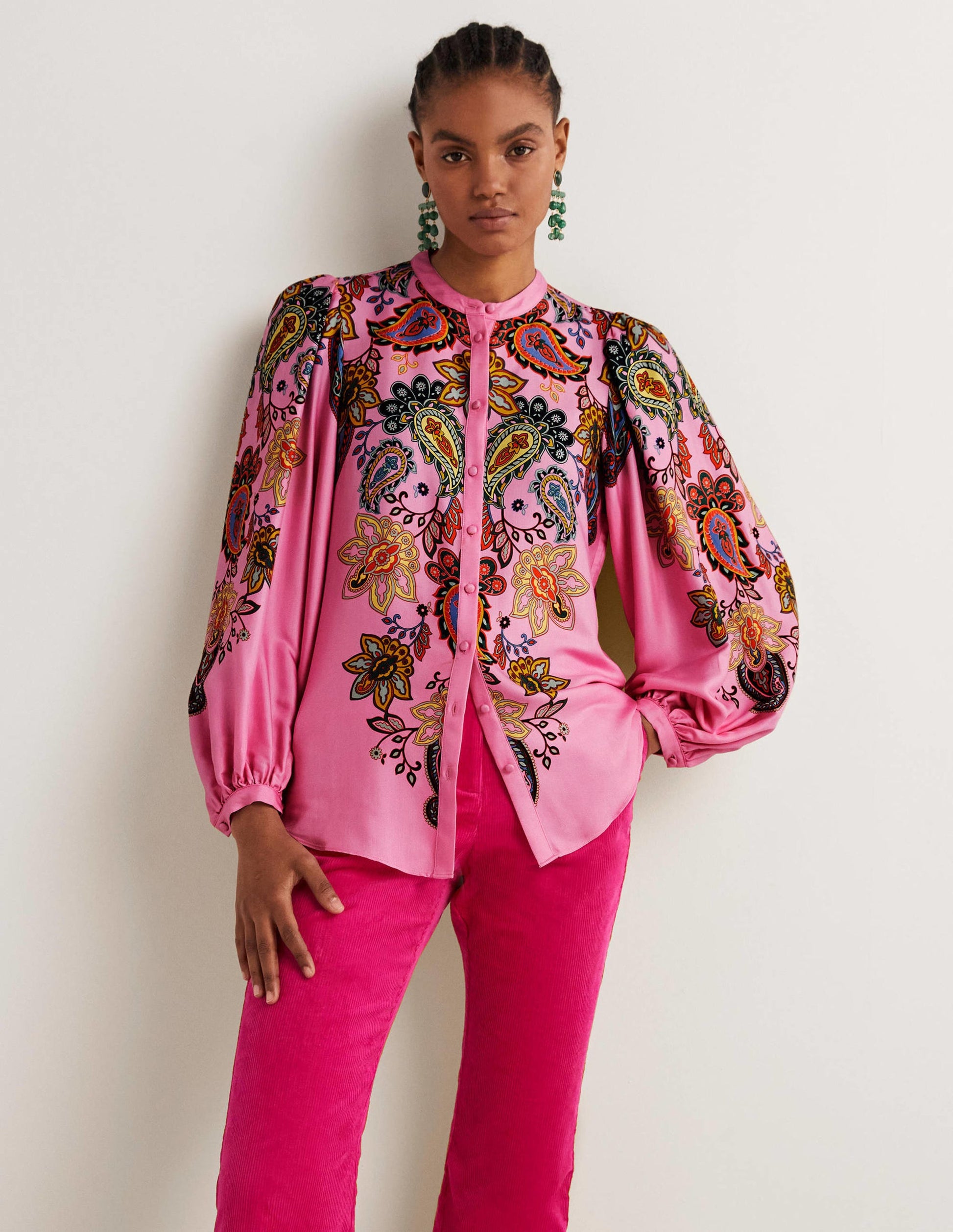 Blouson Sleeve Blouse-Cherry Blossom, Paisley Charm-1