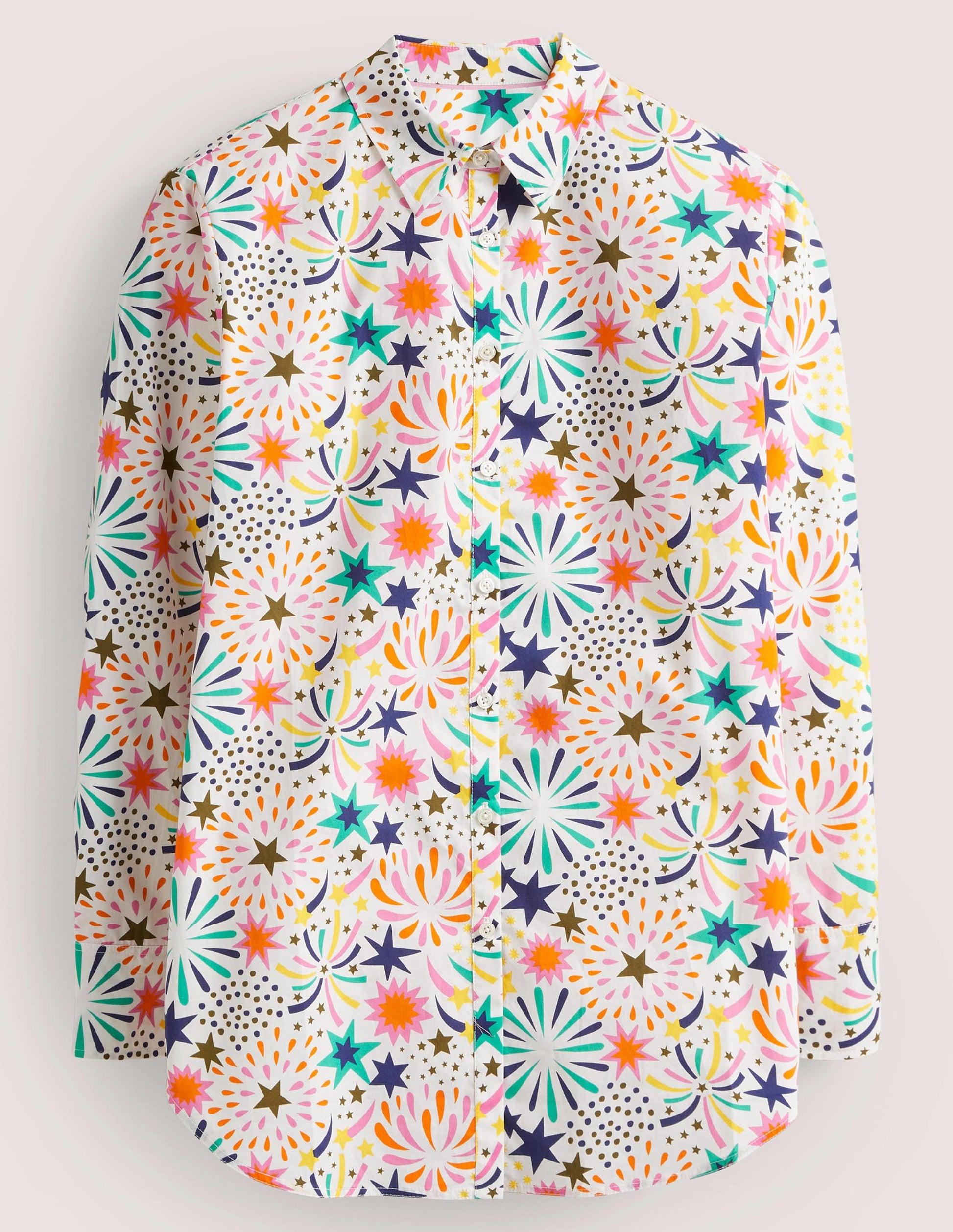 Relaxed Cotton Shirt-Ivory, Fireworks-6