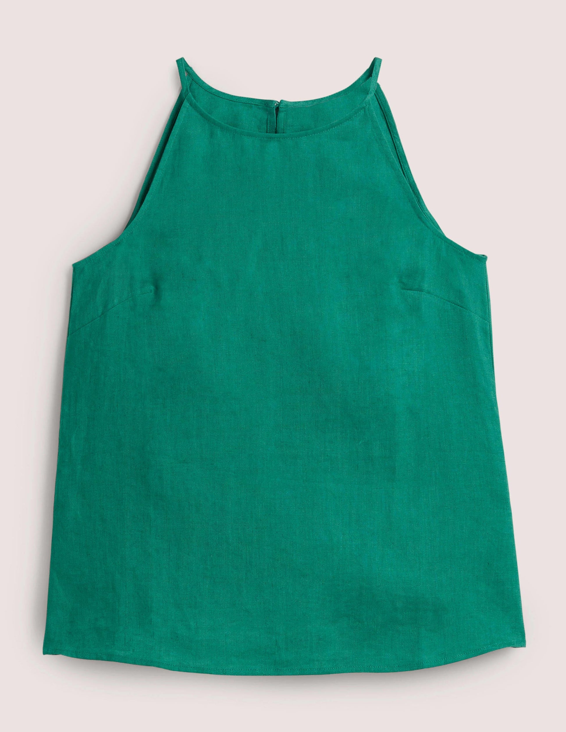 Strappy Halterneck Linen Top-Shady Glade Green-6