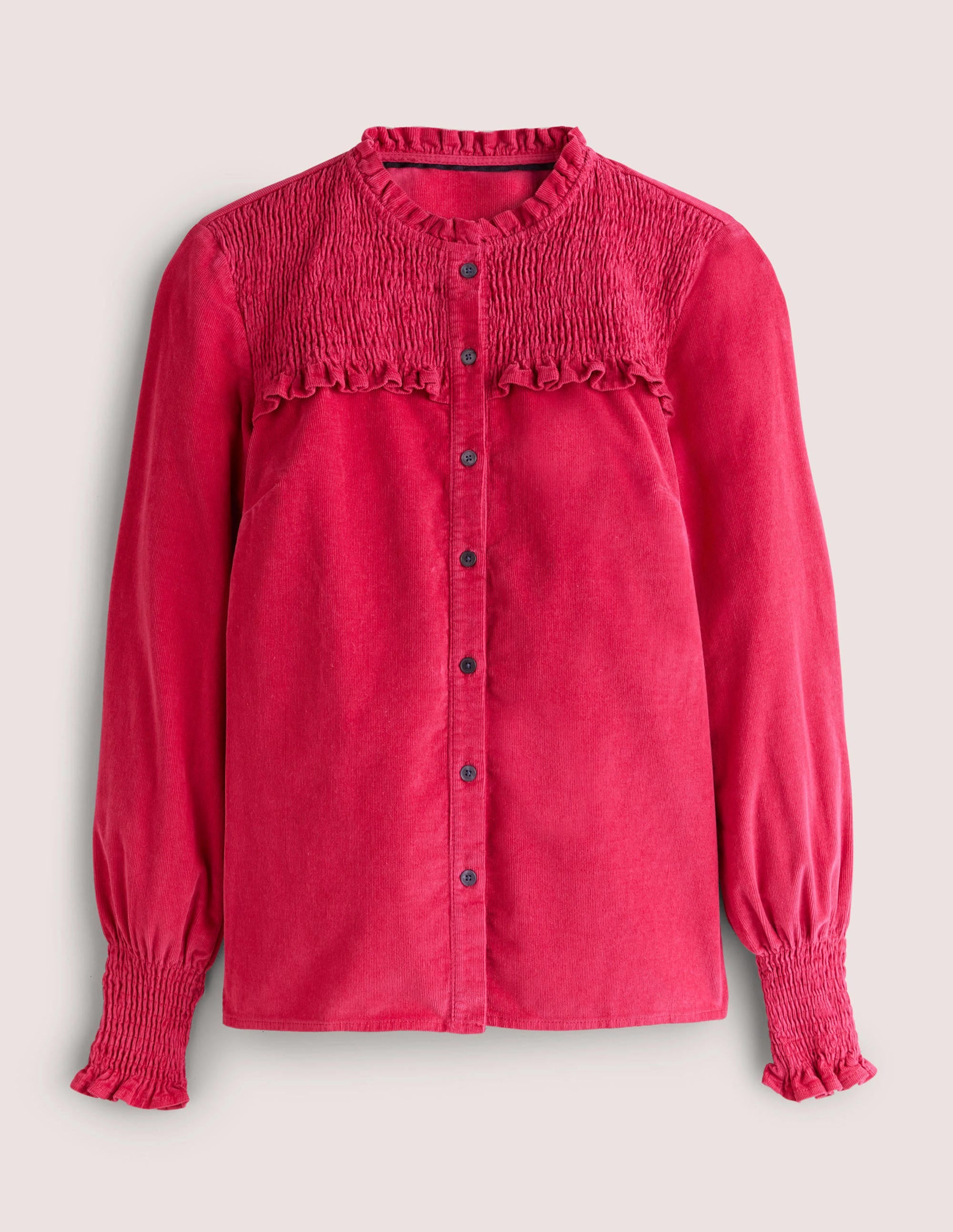 Smocked High Neck Shirt-Sweet Rose - Image 5