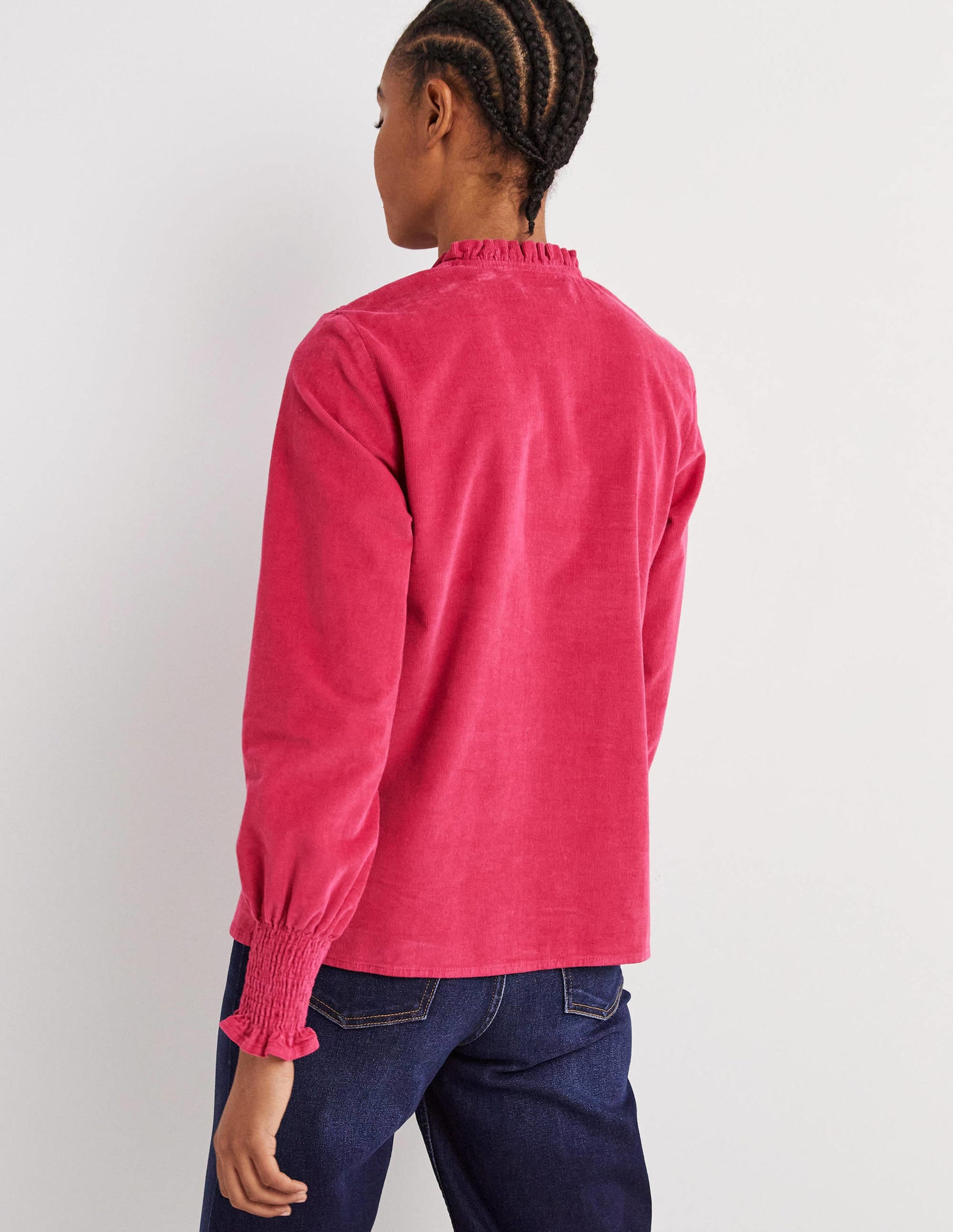 Smocked High Neck Shirt-Sweet Rose-3