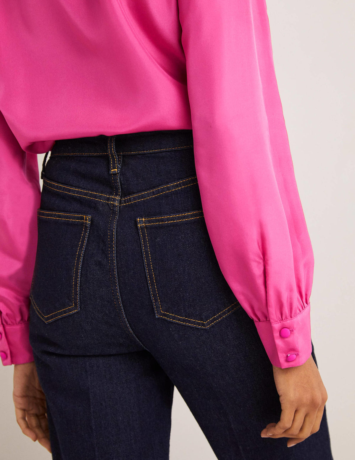 Silk Tie Neck Blouse-Wild Watermelon Pink-4