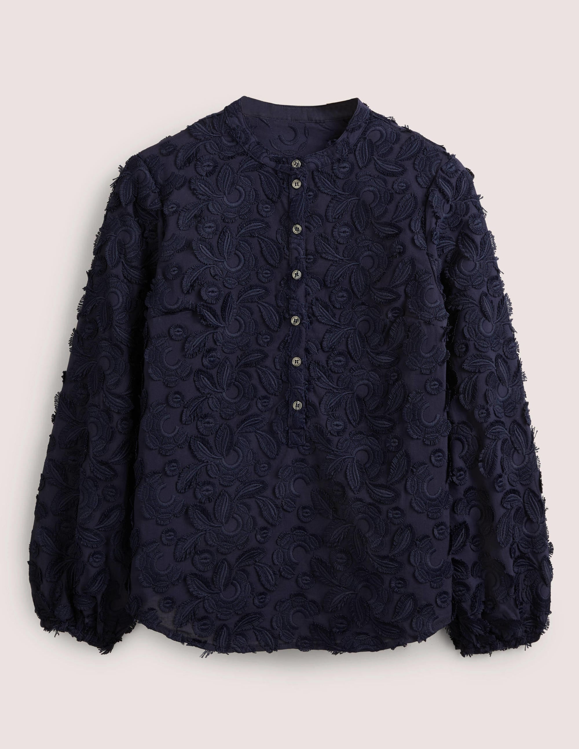 Textured Popover Blouse-Navy - Image 5