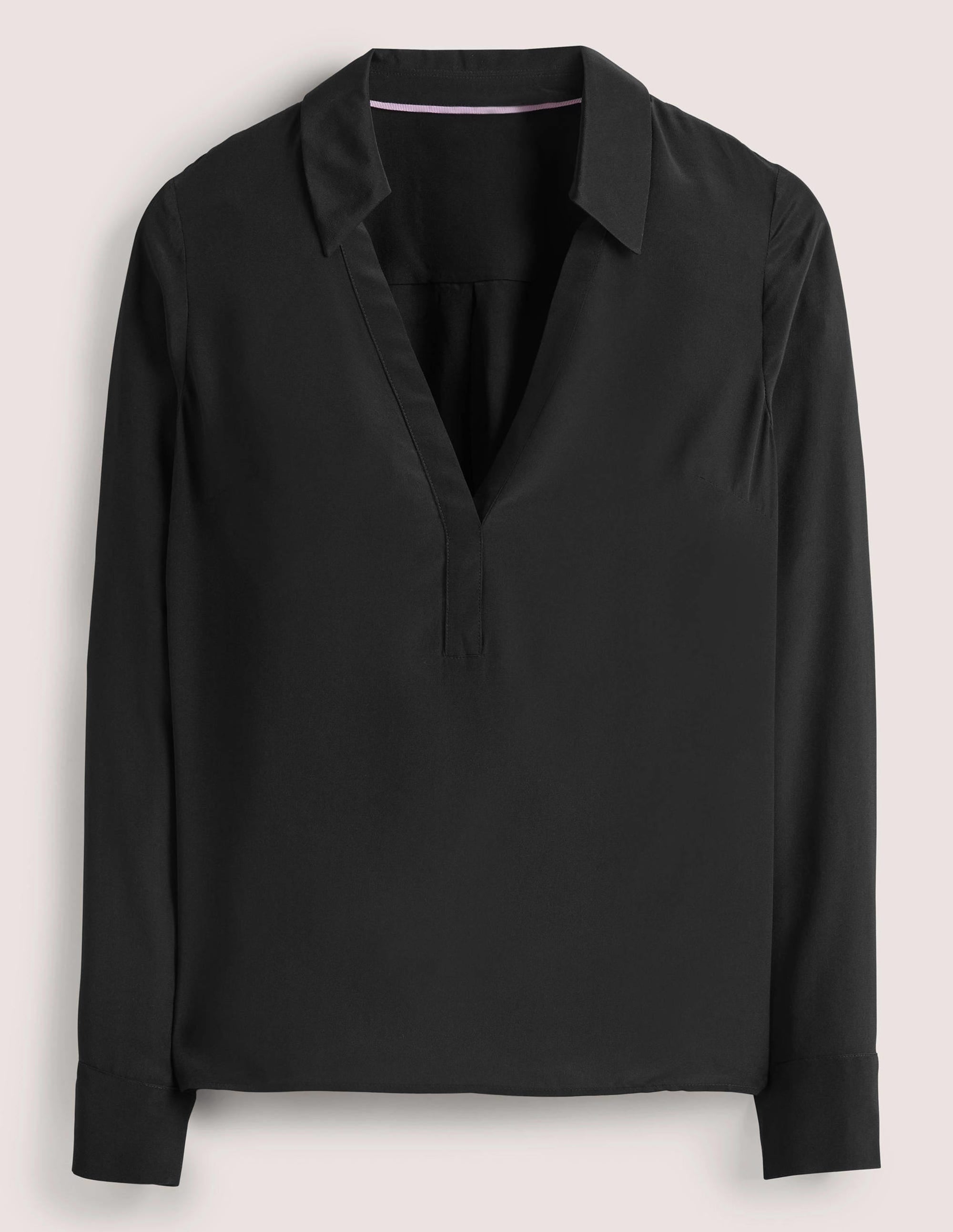Collared Silk Top-Black - Image 6