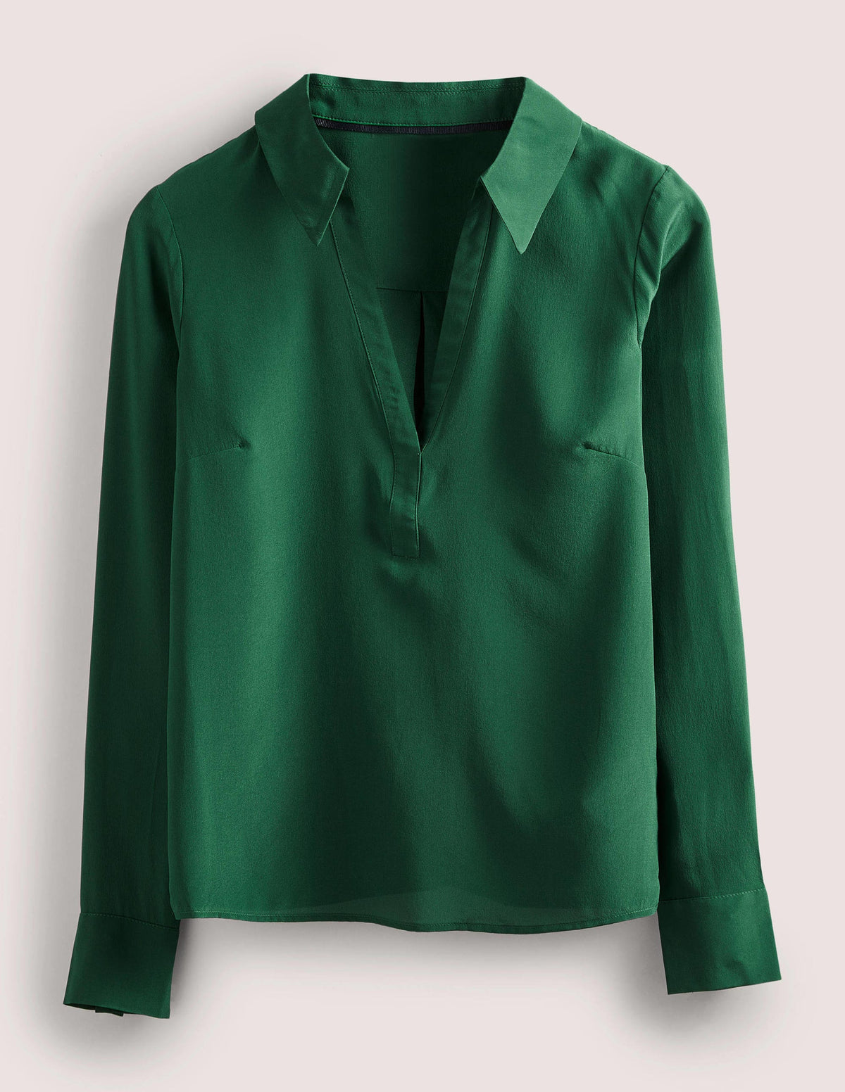 Collared Silk Top-Hunter Green-6