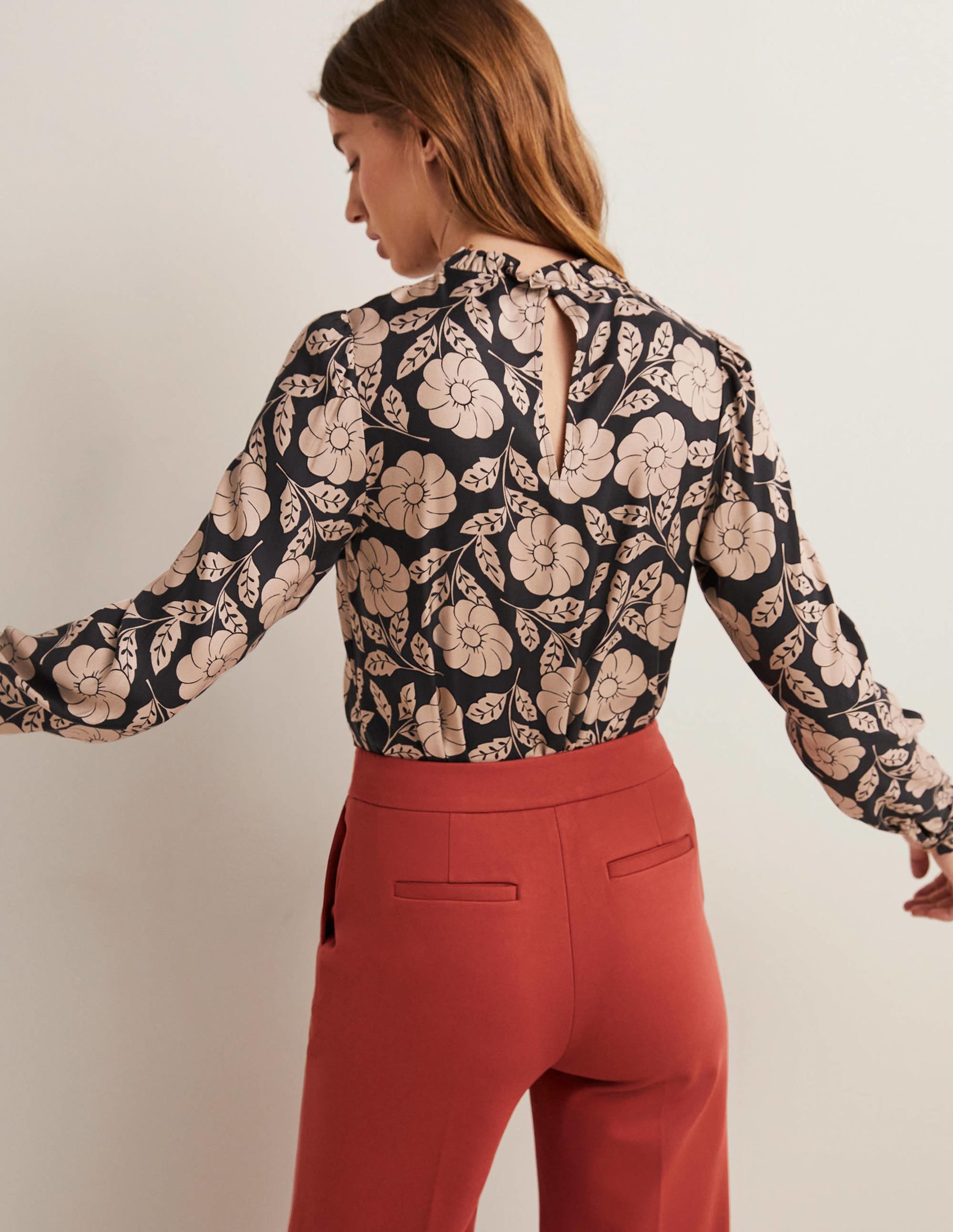 High Neck Ruffle Top-Black, Botannica - Image 3