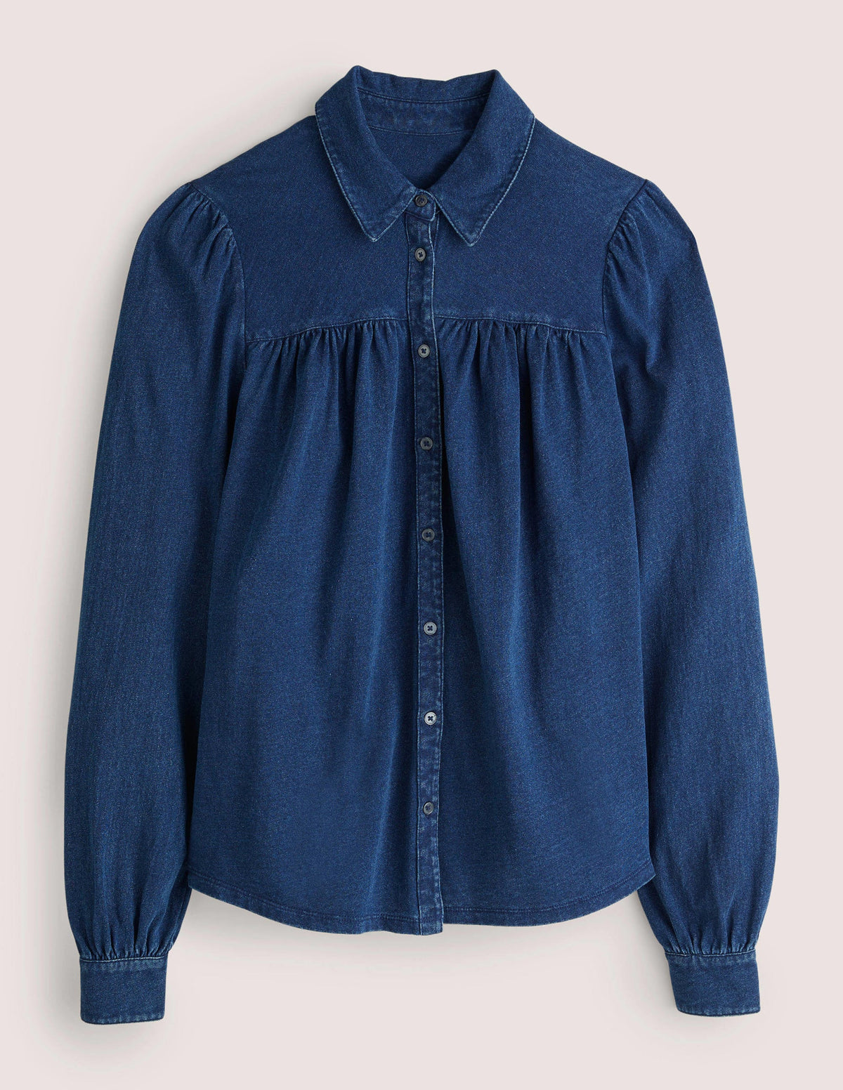 Gathered Detail Shirt-Indigo-5