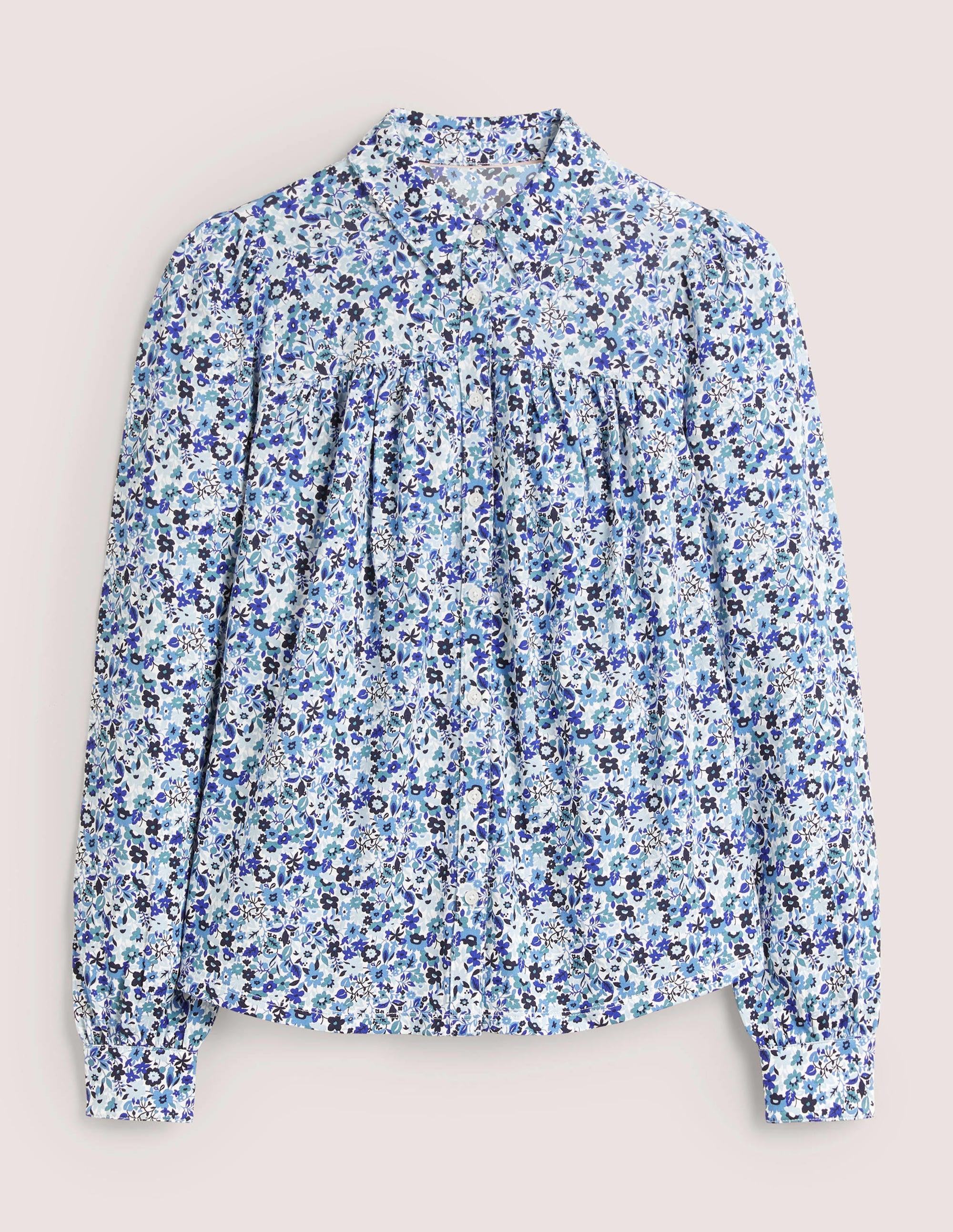Gathered Detail Shirt-Dusty Blue, Floret Meadow - Image 5