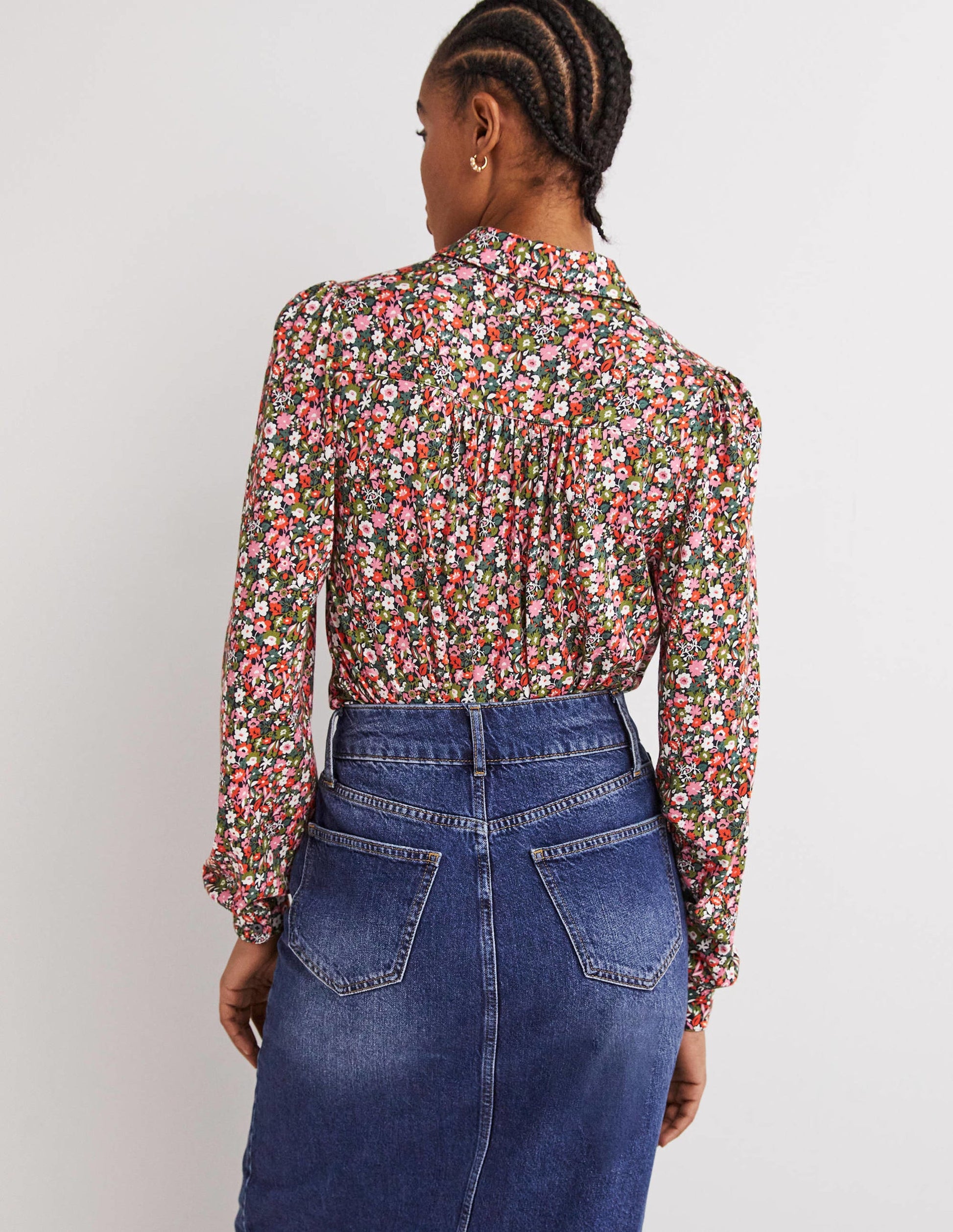 Gathered Detail Shirt-Multi, Floret Meadow-3