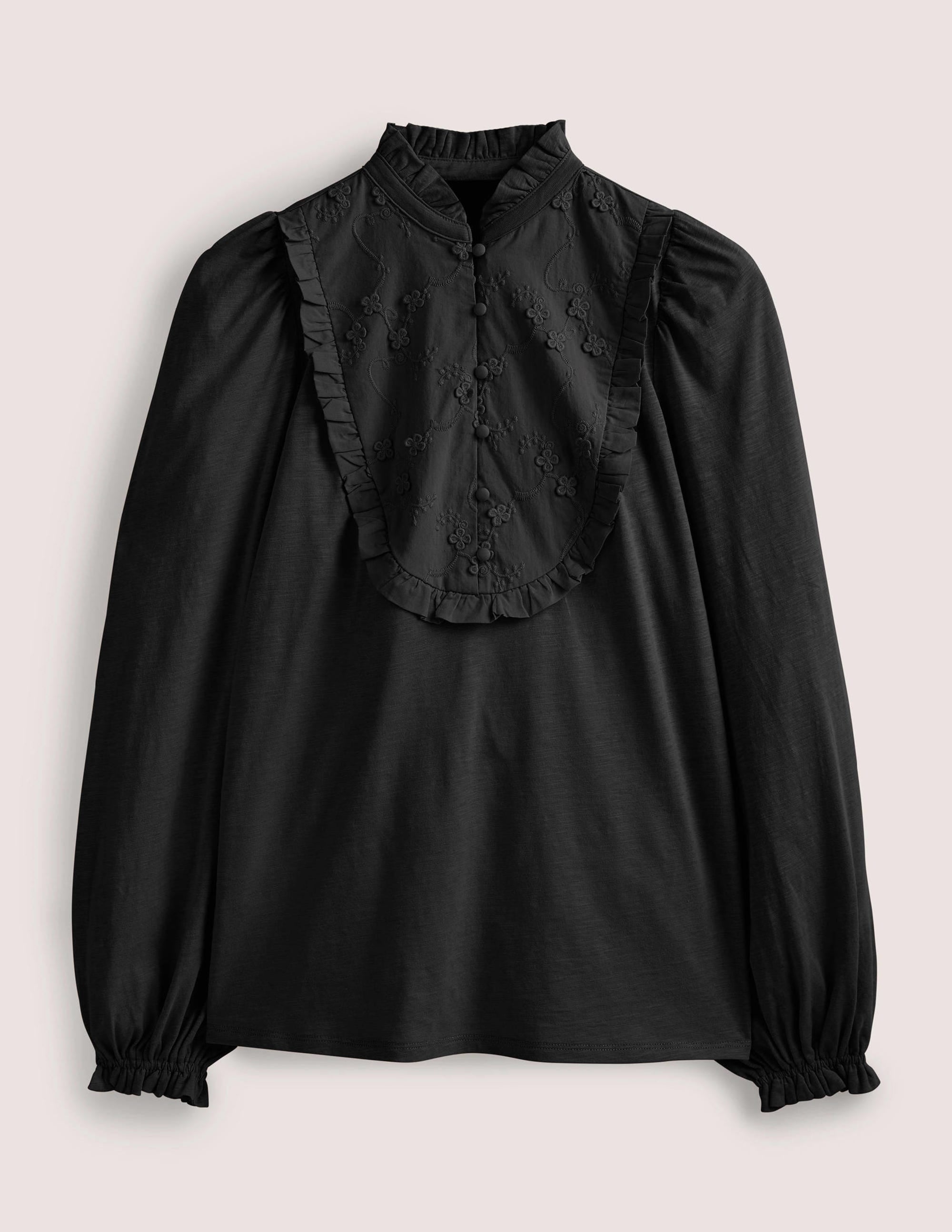 Embroidered Woven Mix Top-Black - Image 6