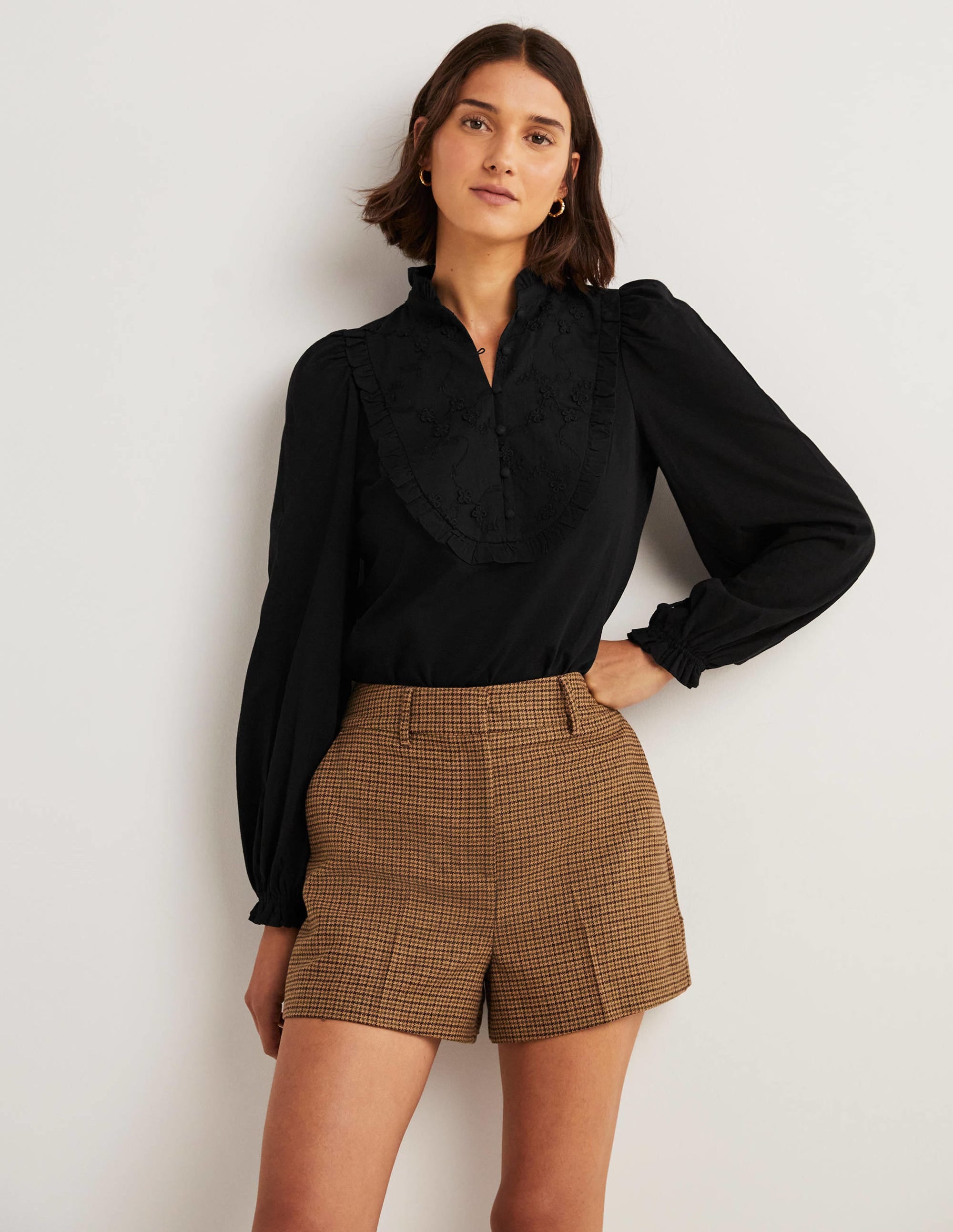 Embroidered Woven Mix Top-Black - Image 4