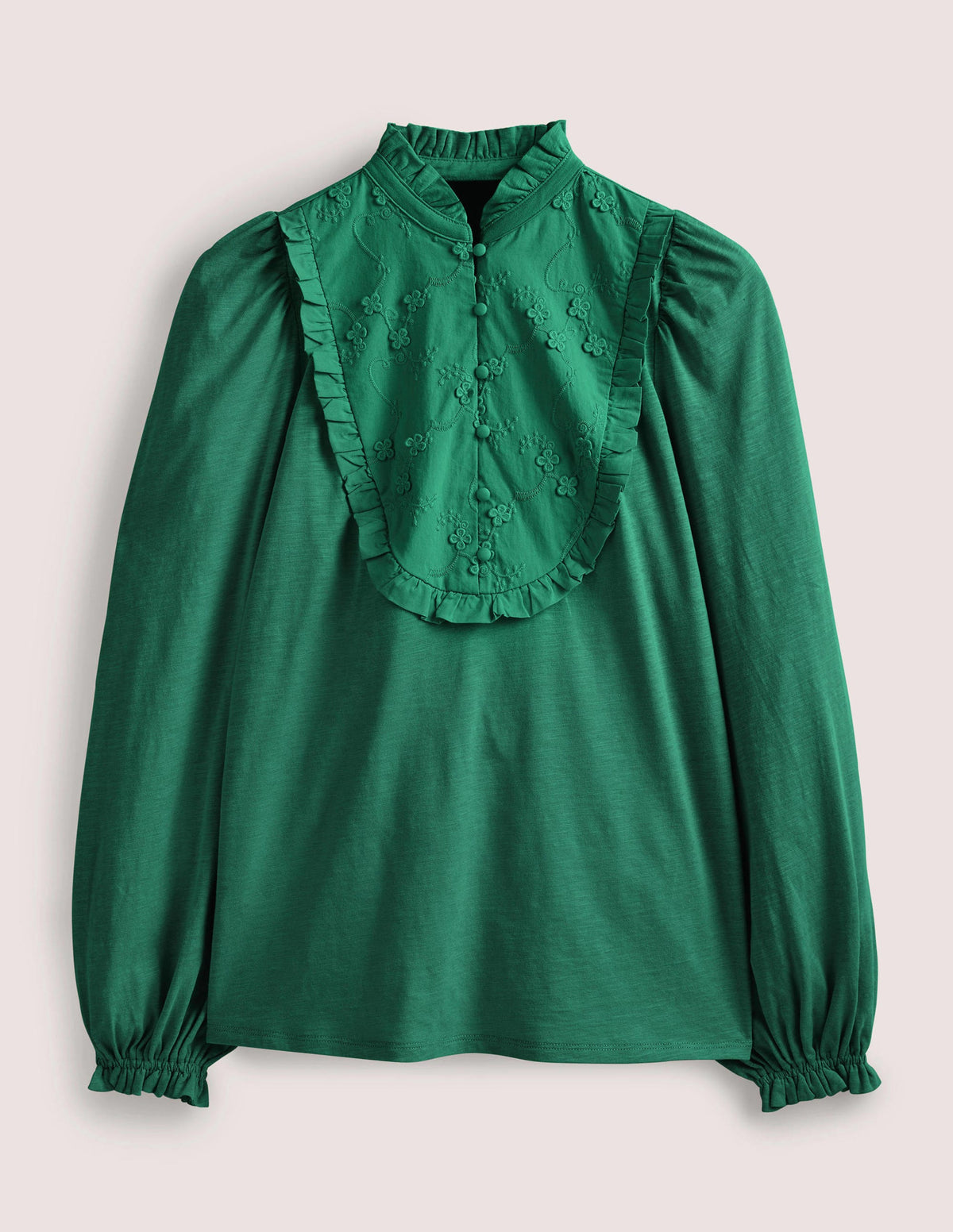 Embroidered Woven Mix Top-Hunter Green-6