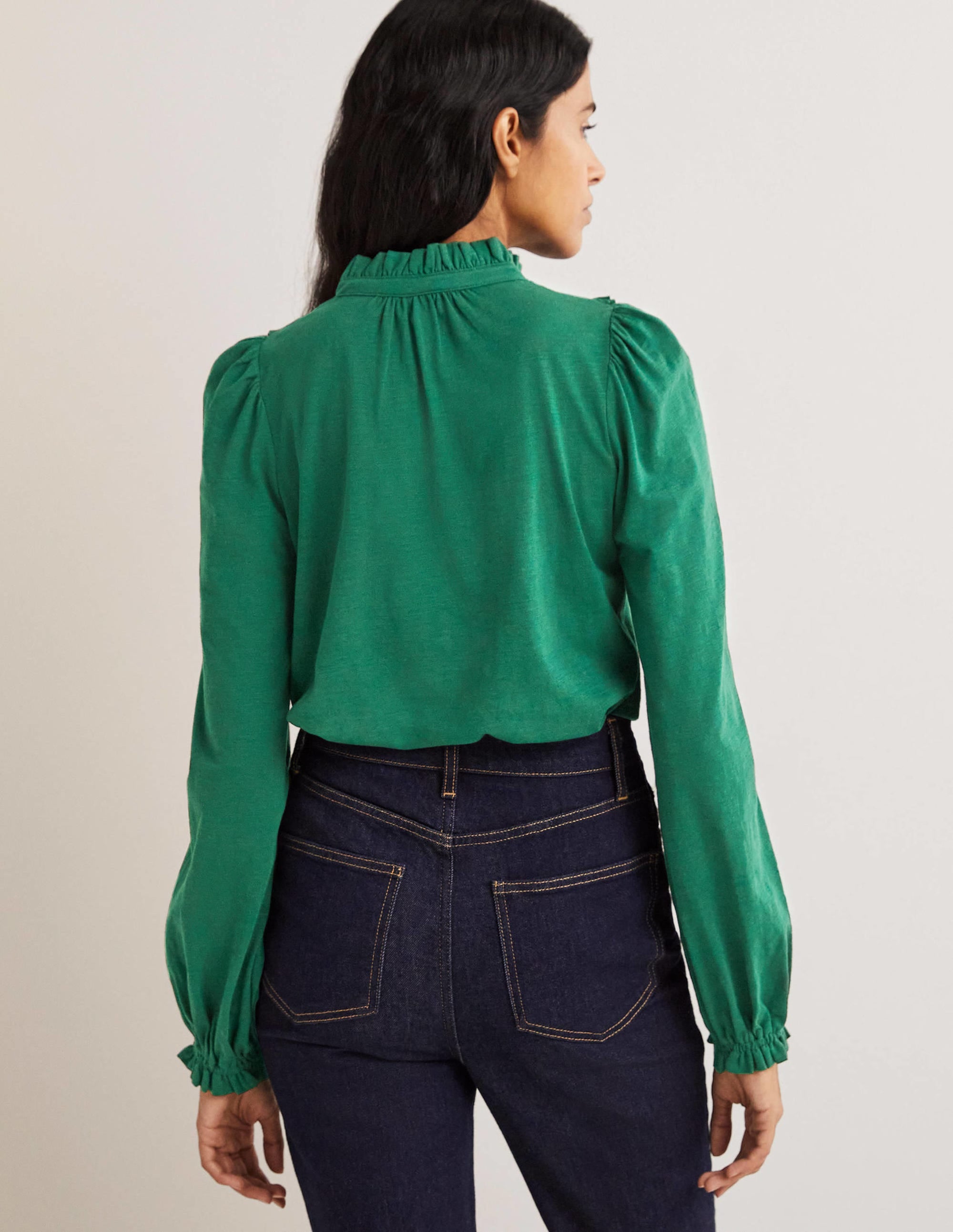 Embroidered Woven Mix Top-Hunter Green - Image 4