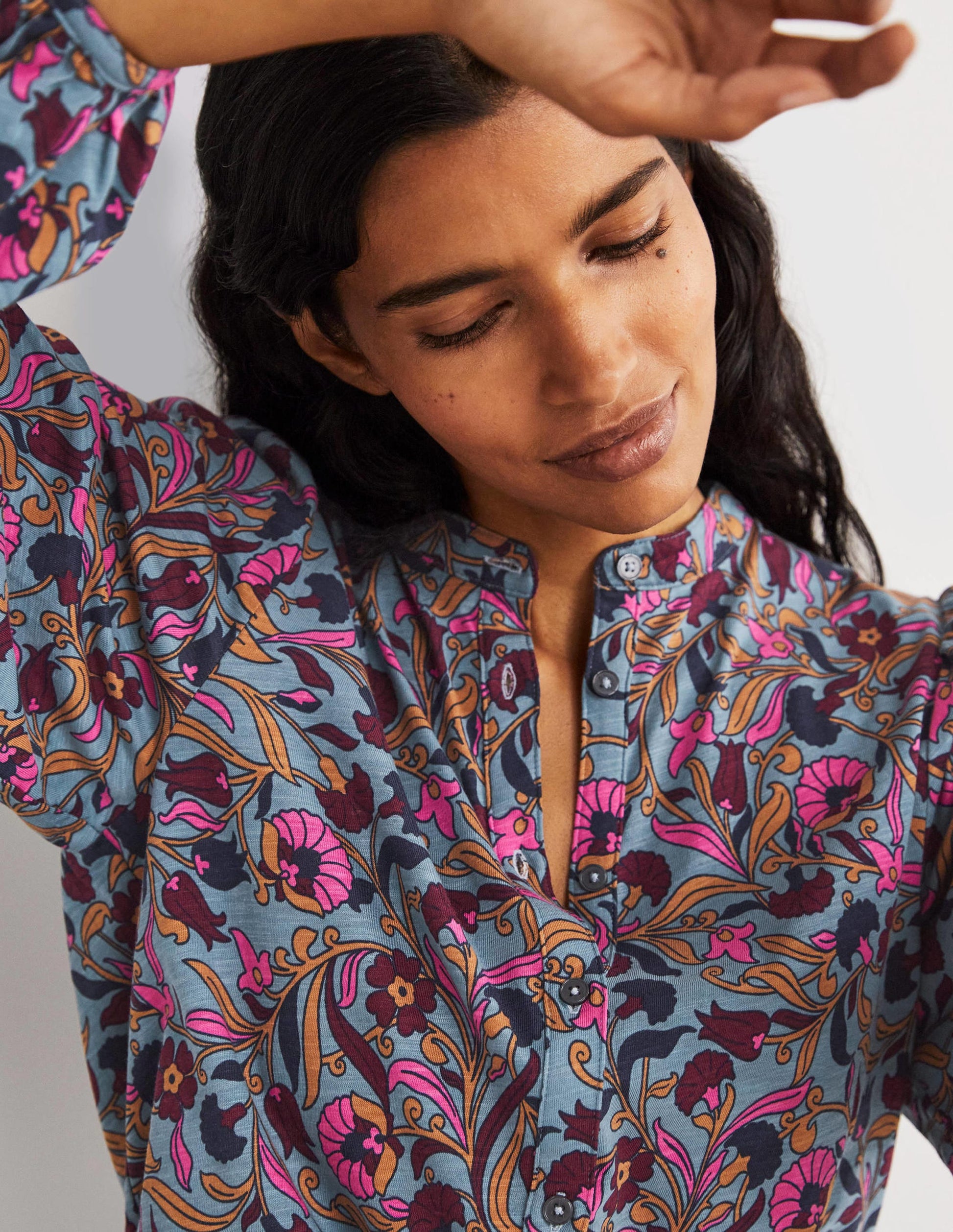 Deep Sleeve Jersey Shirt-Mid Blue, Enchanting Vine-2