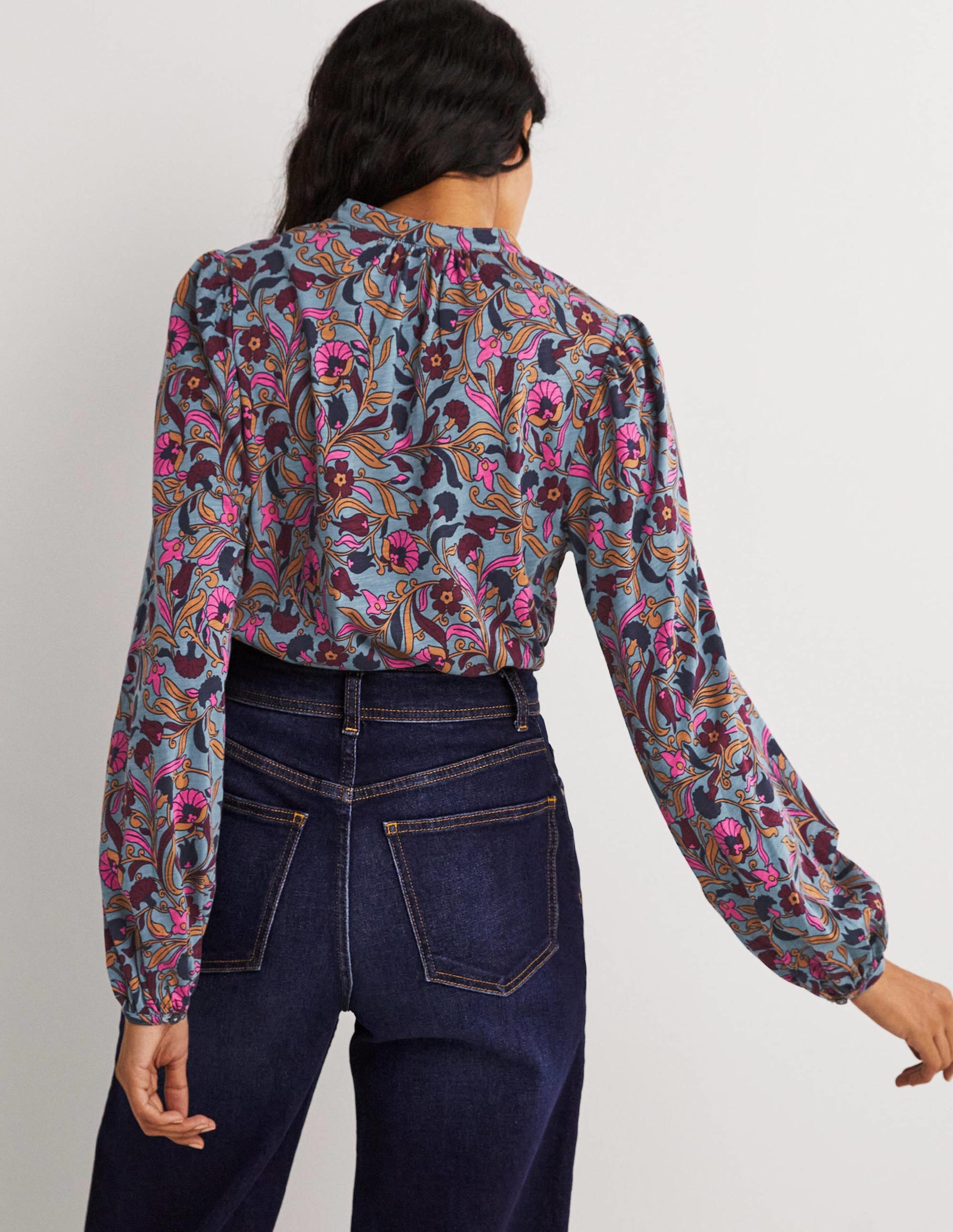 Deep Sleeve Jersey Shirt-Mid Blue, Enchanting Vine-3