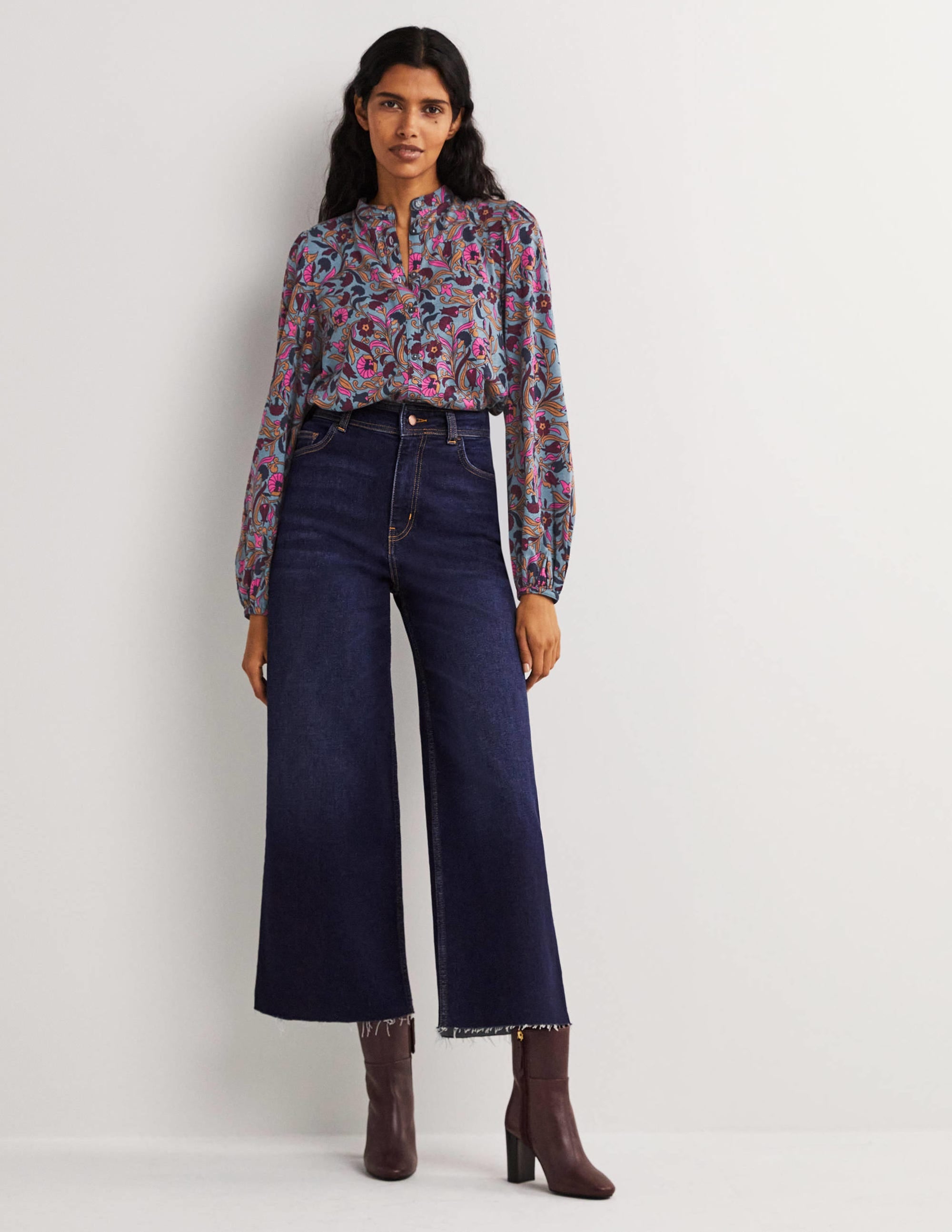 Deep Sleeve Jersey Shirt-Mid Blue, Enchanting Vine - Image 5