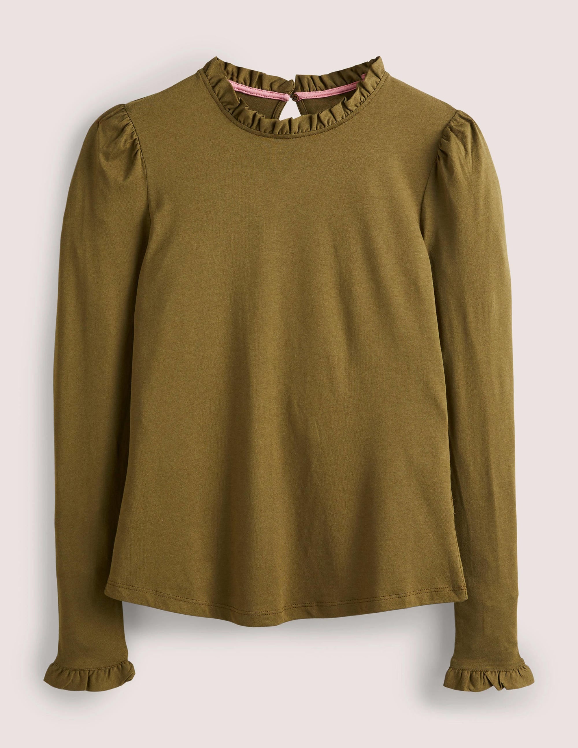 Supersoft Frill Detail Top-Basil - Image 6