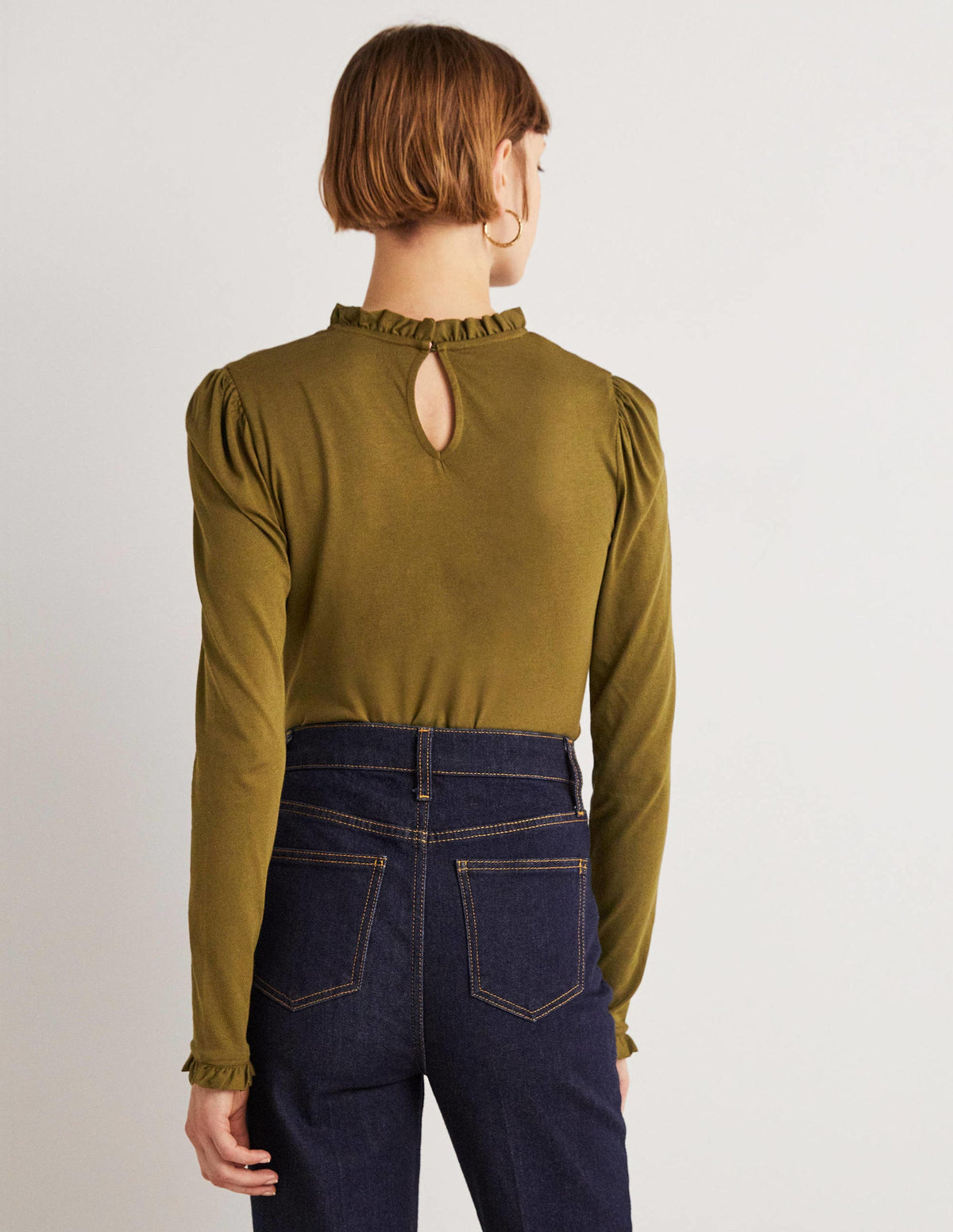Supersoft Frill Detail Top-Basil - Image 3