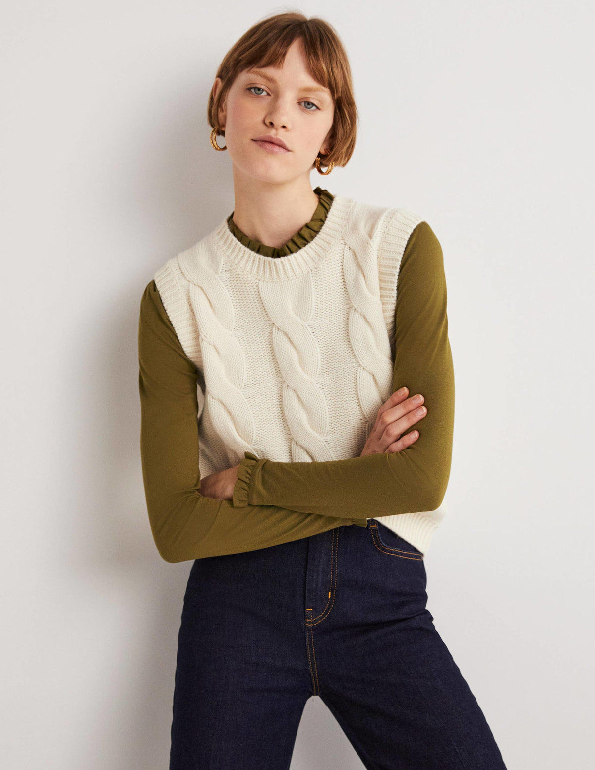 Supersoft Frill Detail Top-Basil - Image 5