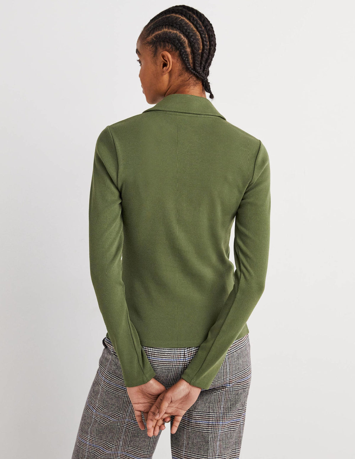 Ruched Front Jersey Shirt-Kale Green-3