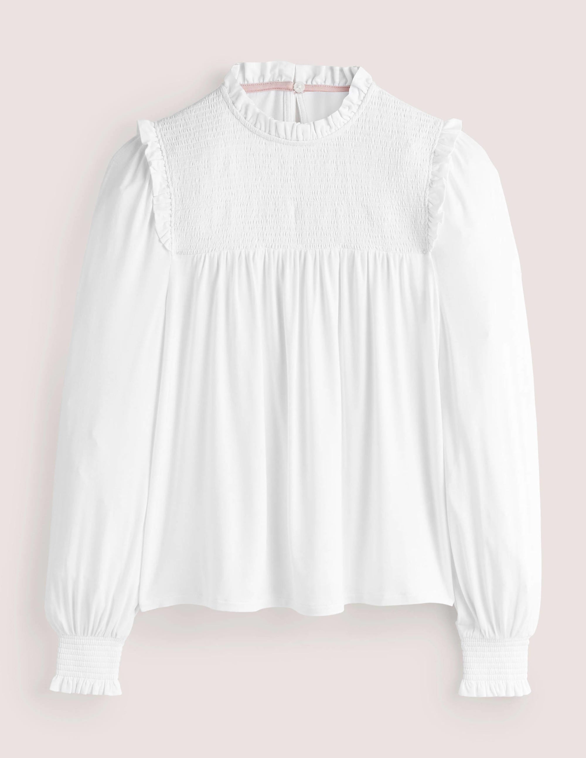 Smocked Yoke Top-White - Image 7