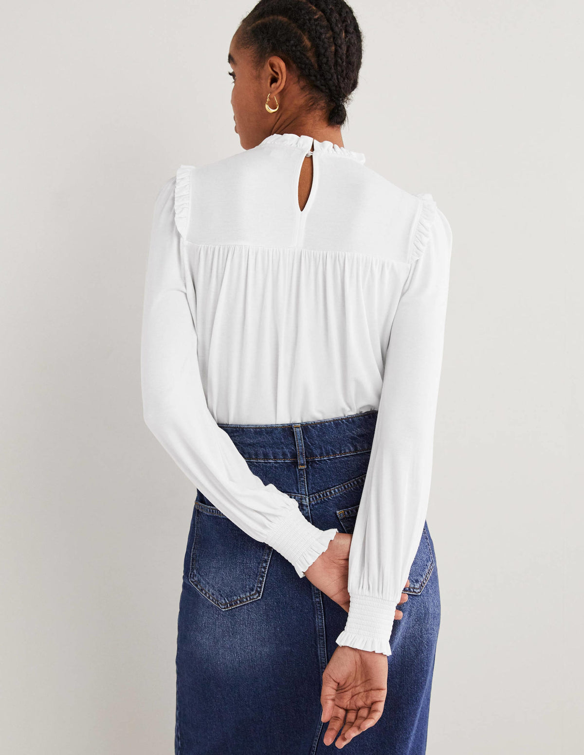 Smocked Yoke Top-White - Image 3