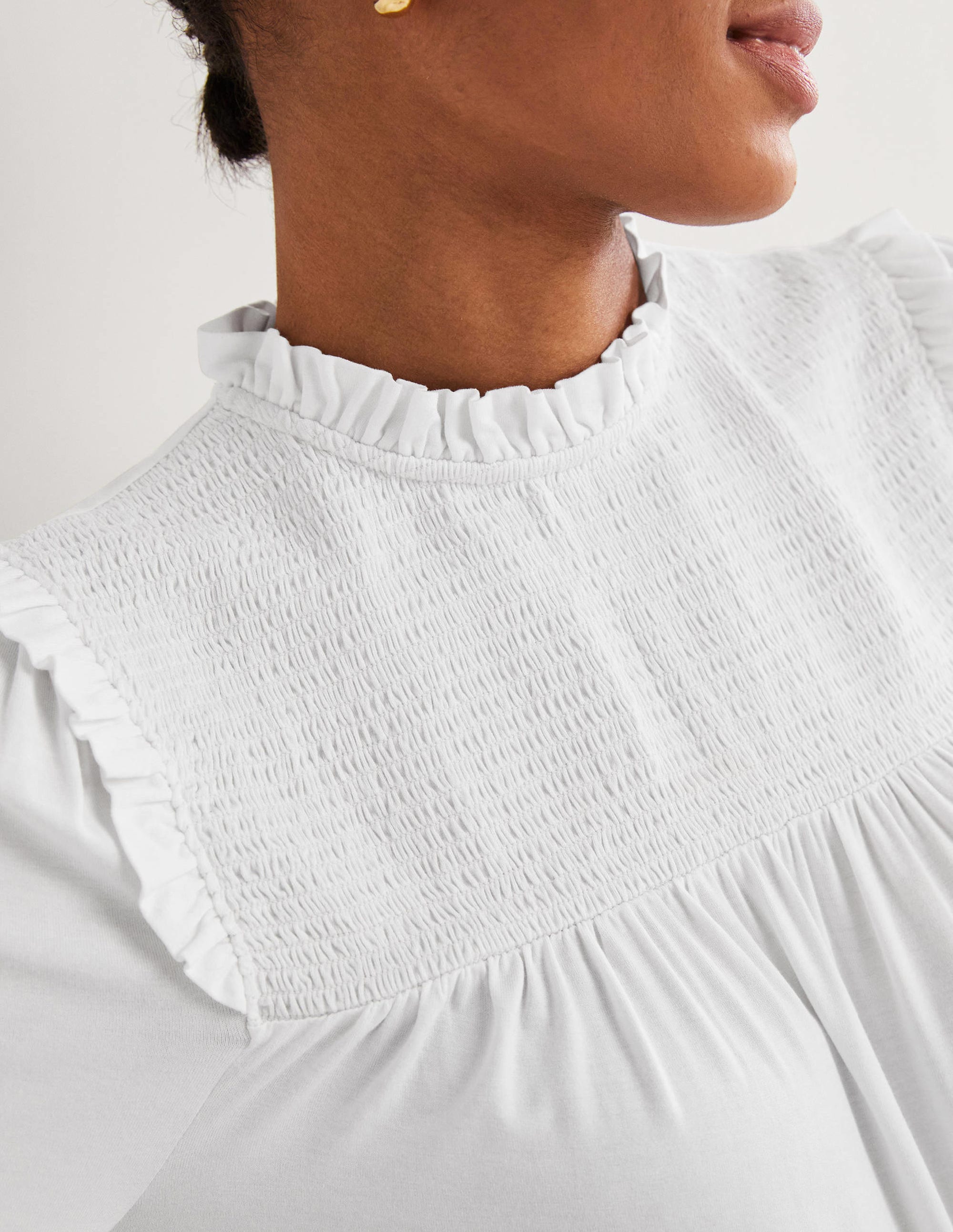 Smocked Yoke Top-White - Image 5