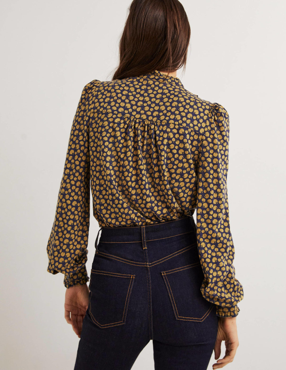Ruffle Jersey Shirt-Brioche, Botanic Stamp-3