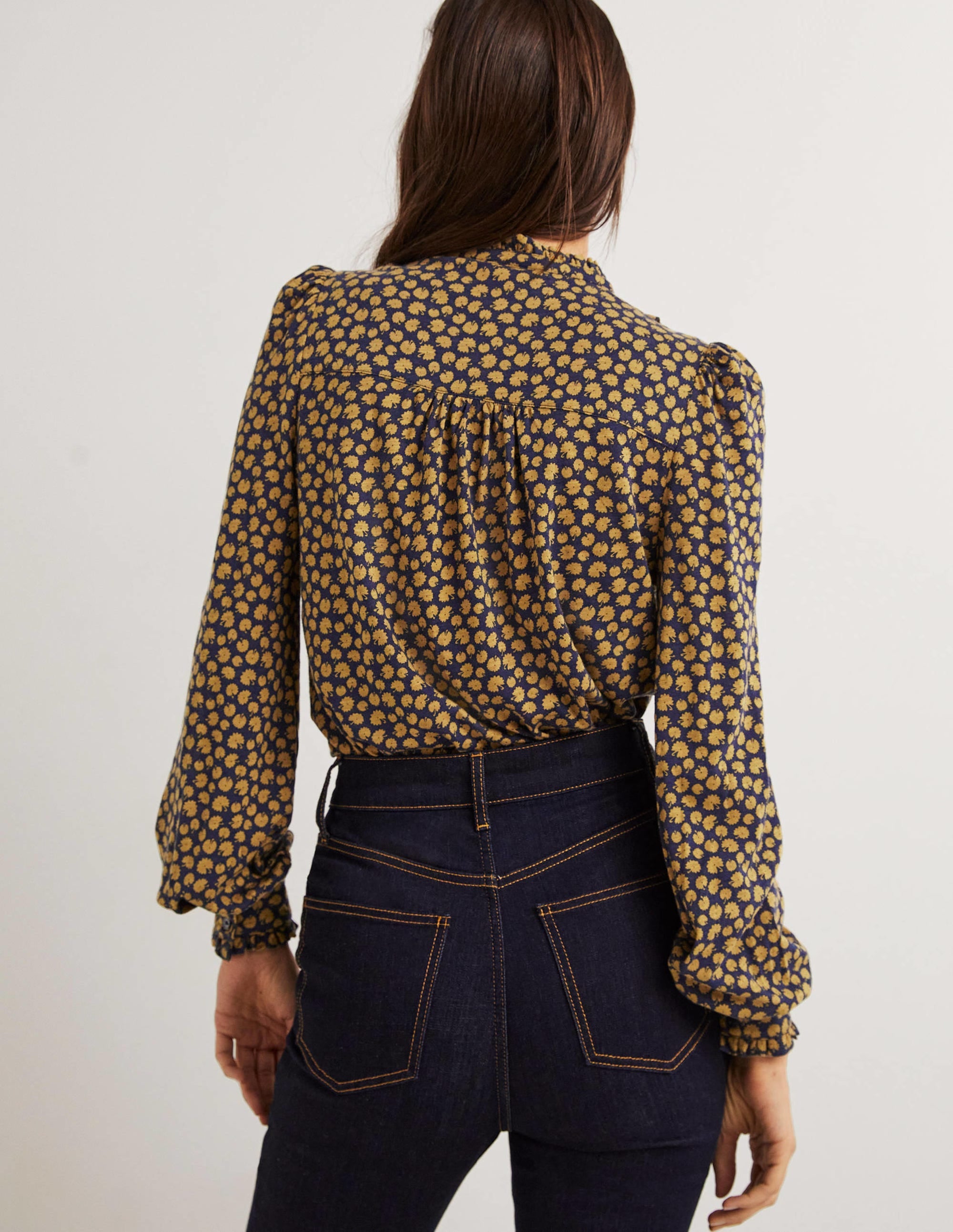 Ruffle Jersey Shirt-Brioche, Botanic Stamp - Image 3