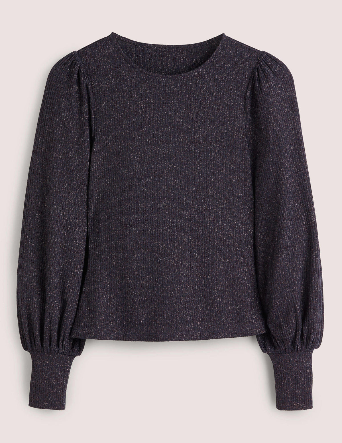 Metallic Blouson Sleeve Top-Navy/Copper Sparkle-6